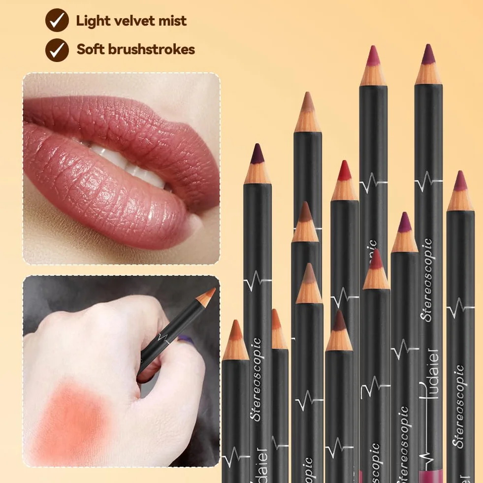 LOPHE Zestaw 12 sztuk konturówek do ust, wodoszczelny matowy lip liner, ołówek do ust nierozmazujący się
