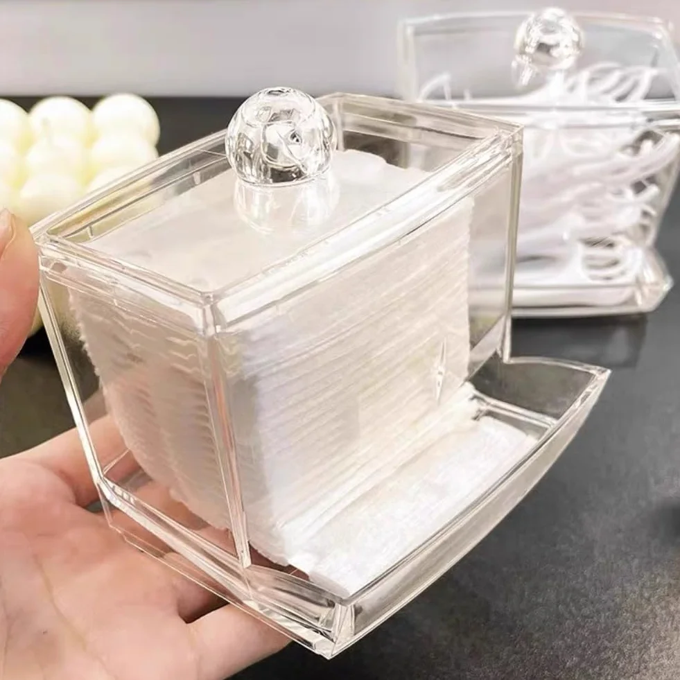 AUNMAS Waciki z końcówką Q-tip Box organizer do przechowywania kosmetyków przezroczysty dozownik plastikowy kanister przezroczysty uchwyt etui do domu
