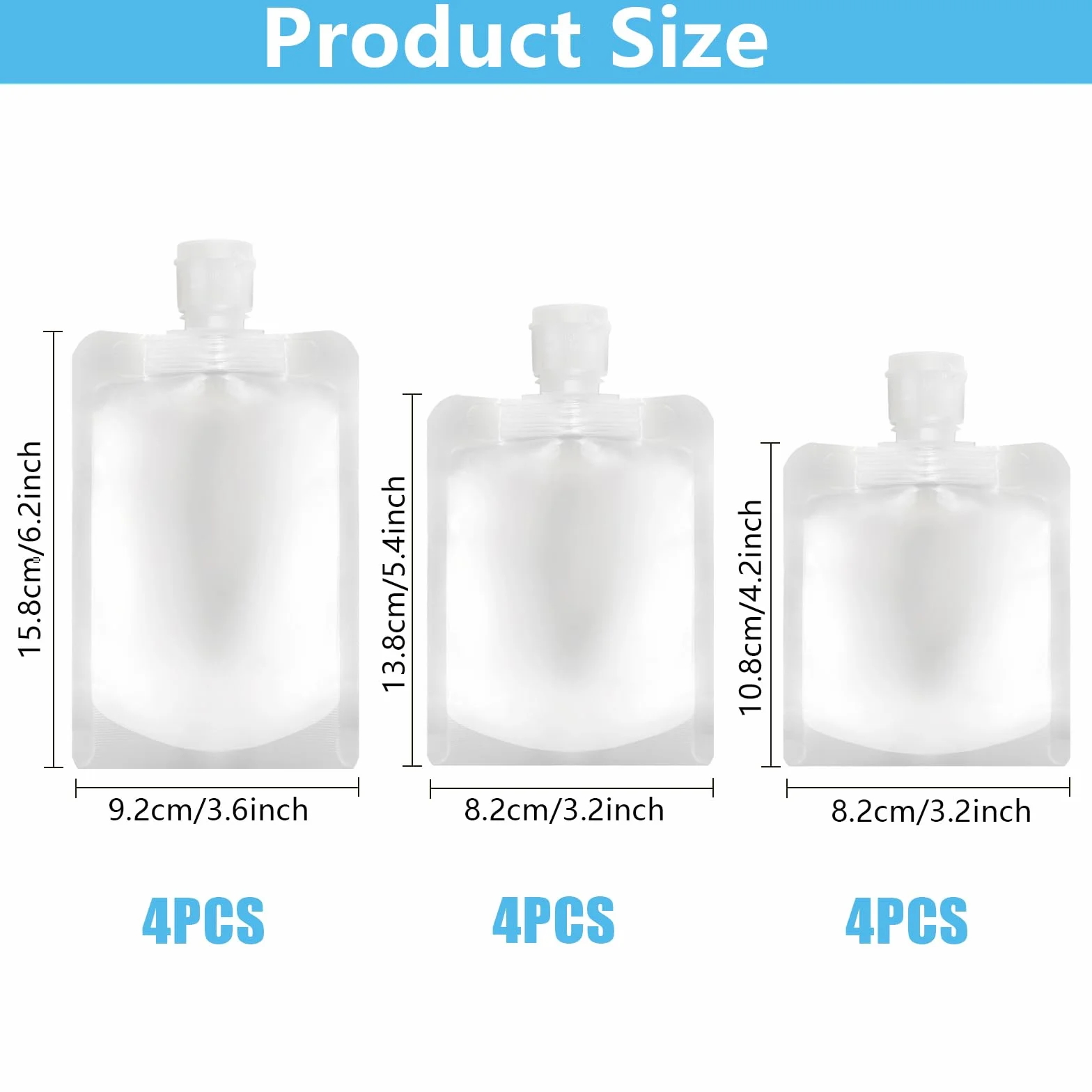 Worki zaciskowe 30/50/100 ml szczelne wielokrotnego użytku z lejkiem i naklejkami do podróży