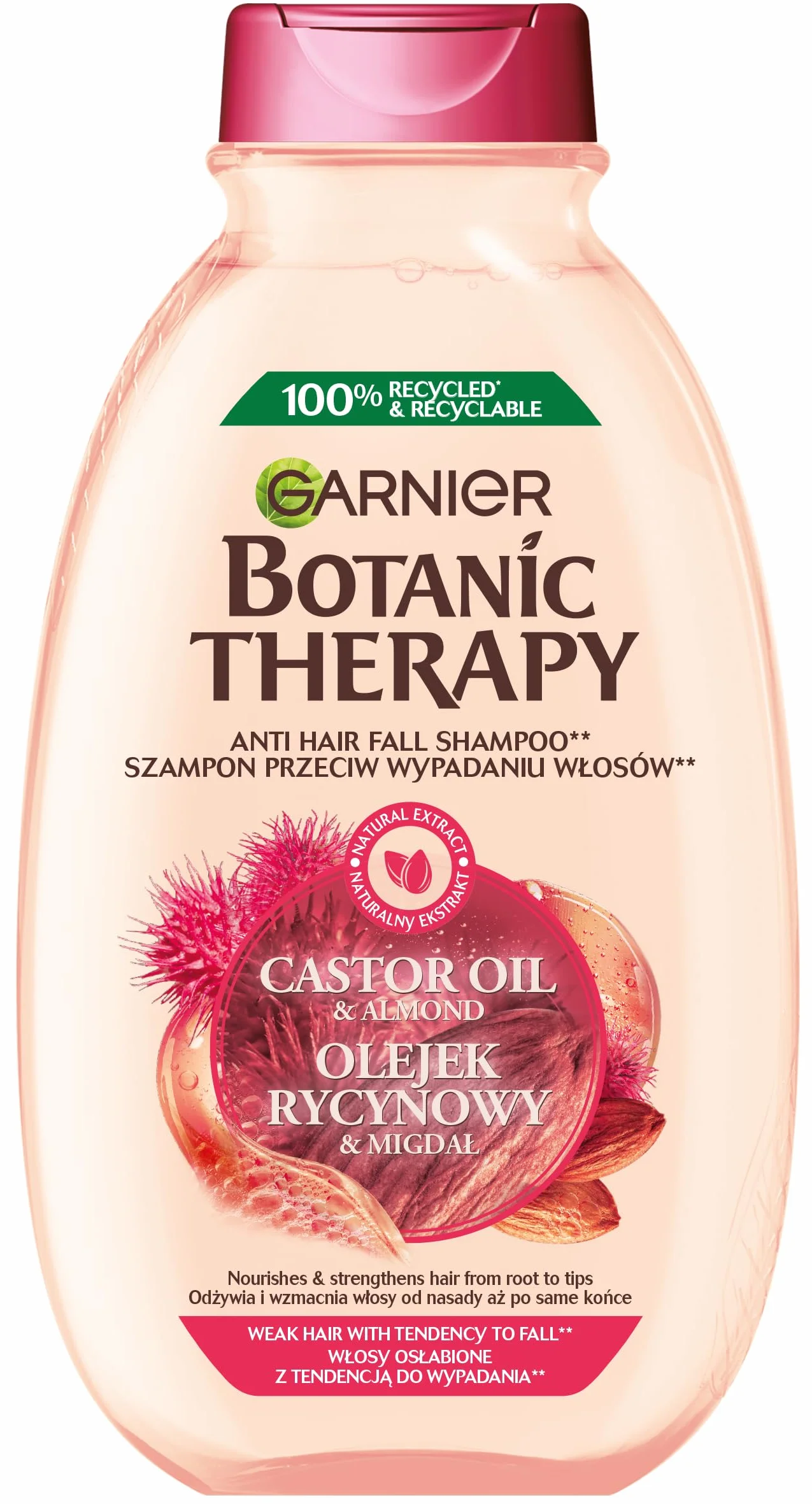 Garnier Botanic Therapy Olejek Rycynowy & Migdał Szampon do Włosów Osłabionych i Łamliwych 400 ml