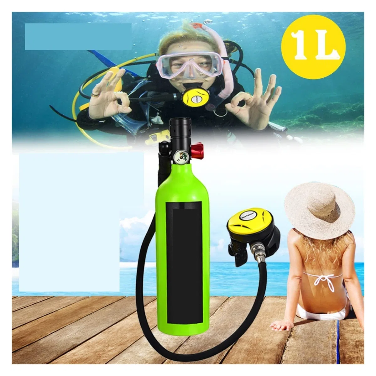 Sprzęt do nurkowania Butla Do Nurkowania Dostarcza Butlę Z Tlenem Do Nurkowania Respirator Do Nurkowania Korzystanie z bezpieczniejszego(Black Package D)