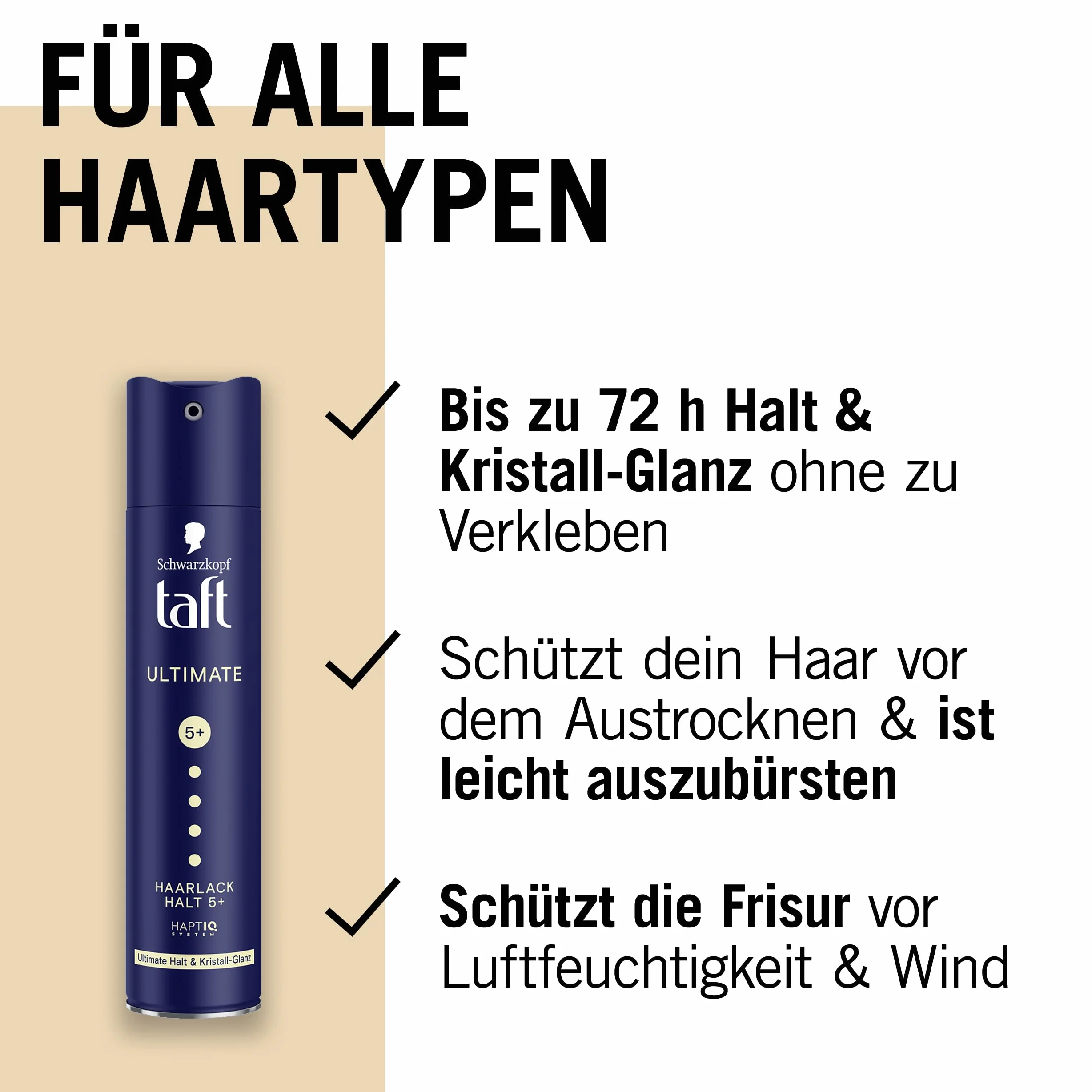 Schwarzkopf Taft Ultimate lakier do włosów (250 ml), trwałość 5+ + stylizacja włosów, lakier do wszystkich rodzajów włosów, najwyższa przyczepność i krystaliczny połysk, wegańska formuła