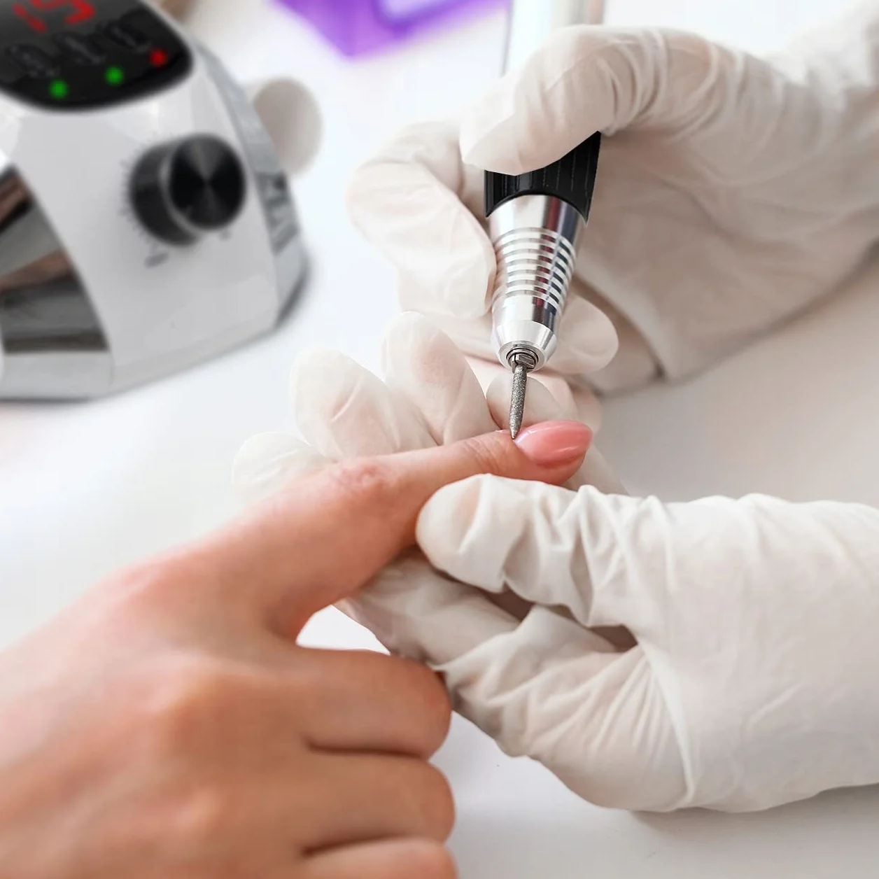 Maltec Profesjonalna frezarka do paznokci 68 W, zestaw elektrycznych pilników do paznokci, 35 000 obr./min, z pedałem nożnym i bitami do manicure pedicire