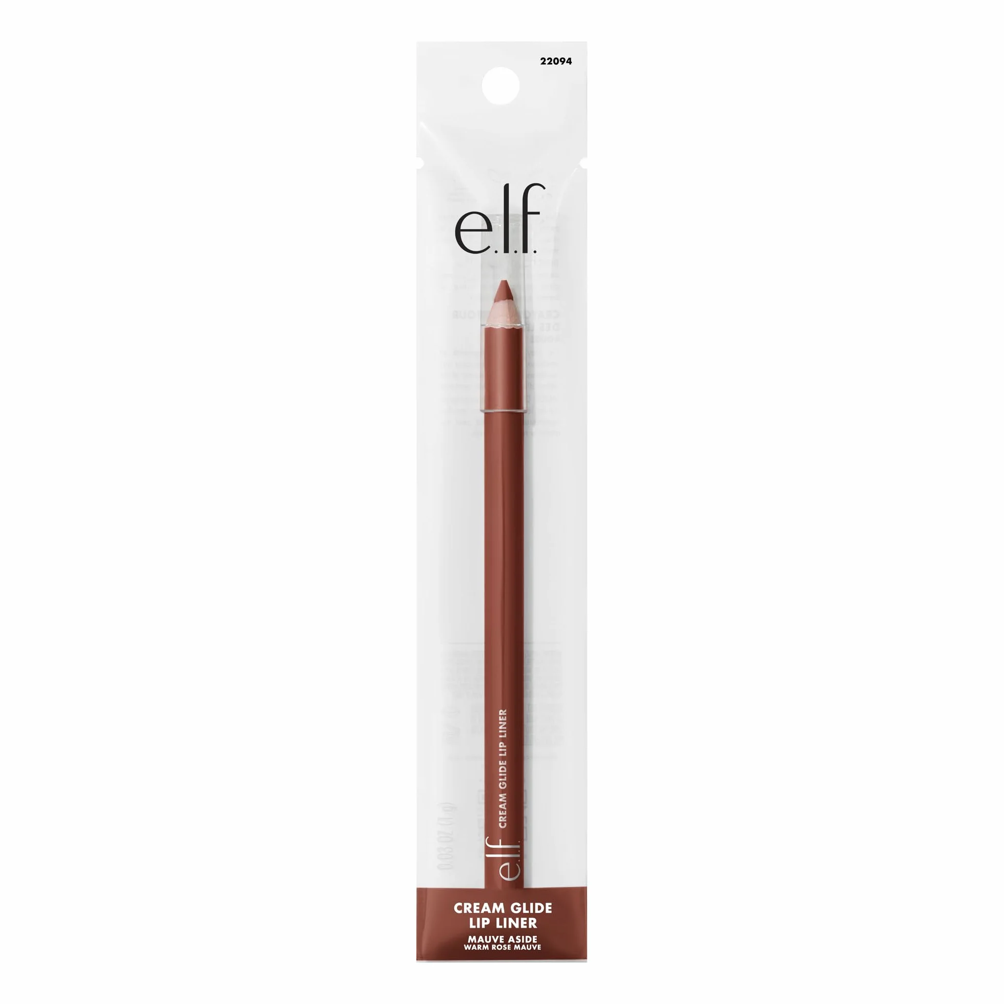e.l.f. Cream Glide Lip Liner, konturowanie i modelowanie ust, kredka o wysokiej pigmentacji, półmatowe wykończenie, wegańska i nietestowana na zwierzętach, Mauve Aside