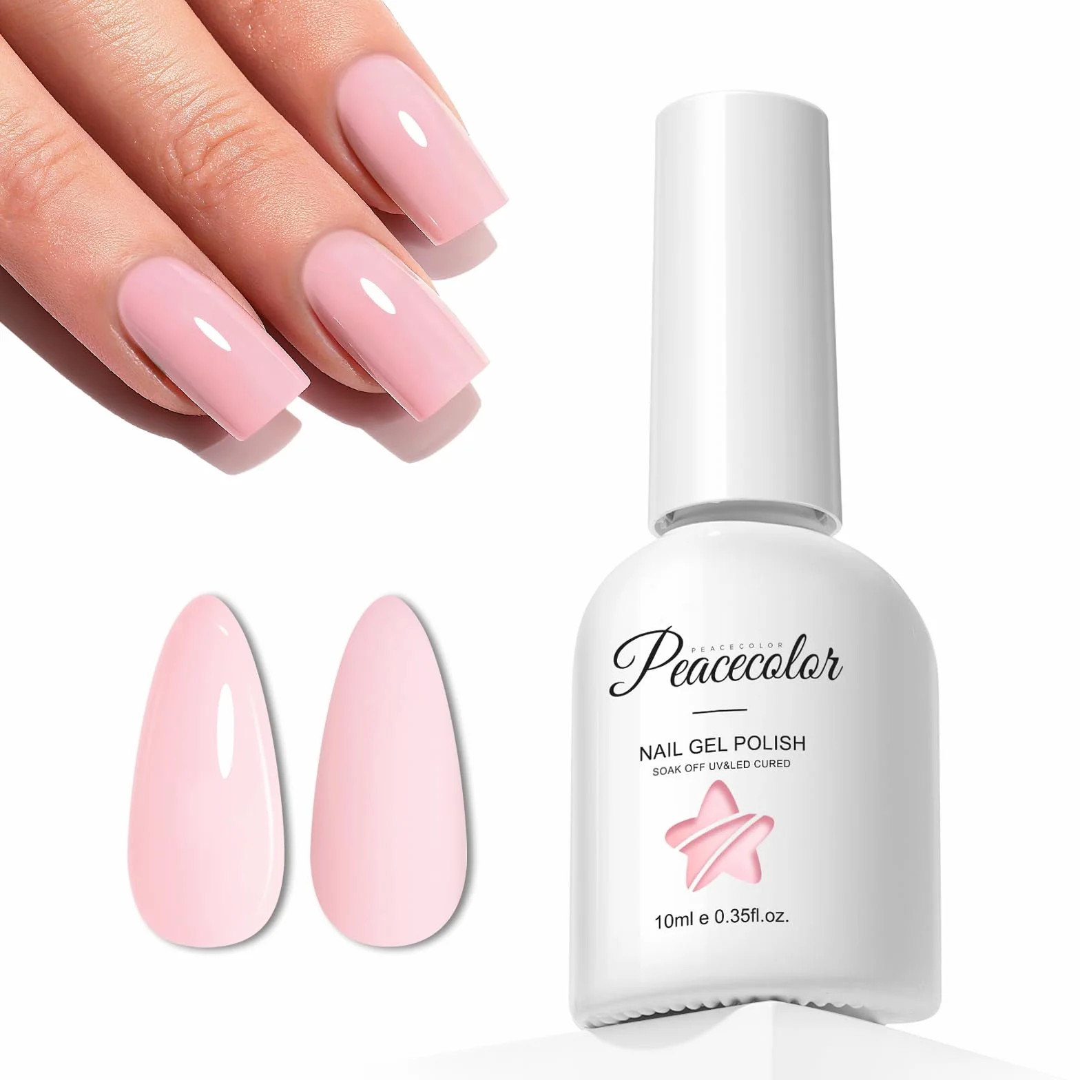 PEACECOLOR 10 ml Lakier żelowy do paznokci Jasnoróżowy Soak Off Lakier do paznokci UV Profesjonalny salon & domowe użycie Nail Art DIY w domu