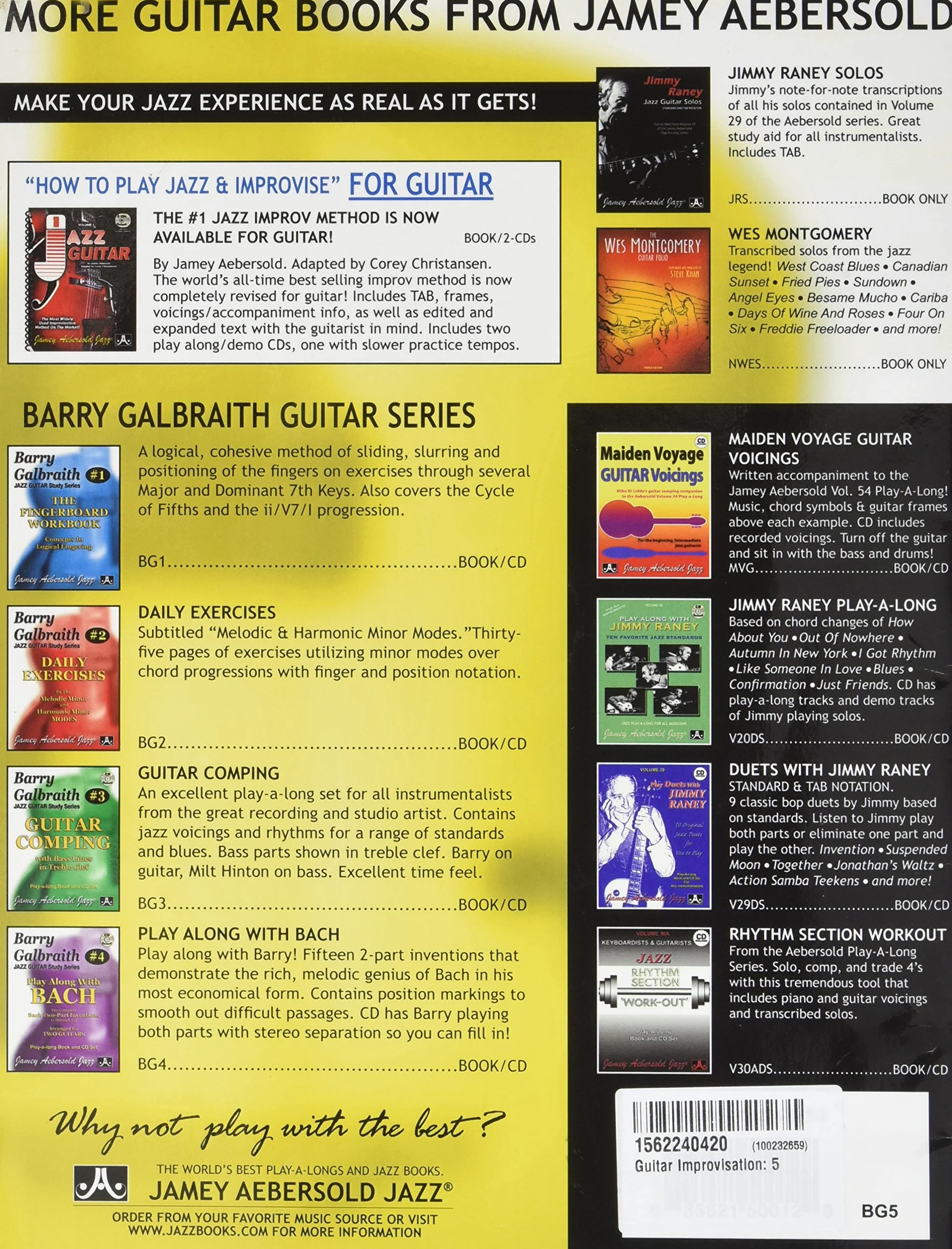 Barry Galbraith Jazz Guitar Study 5 -- Guitar Improv: Contains 10 Finger/Transcribed Solos Based on "standard" Chord Changes, Book & CD