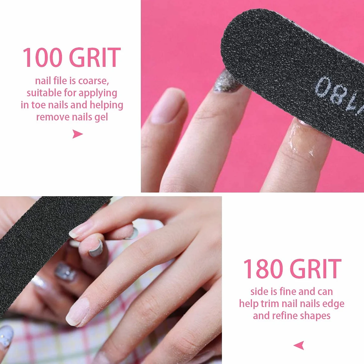 Profesjonalny pilnik do paznokci 15 szt. dwustronny ziarna 100/180 do manicure