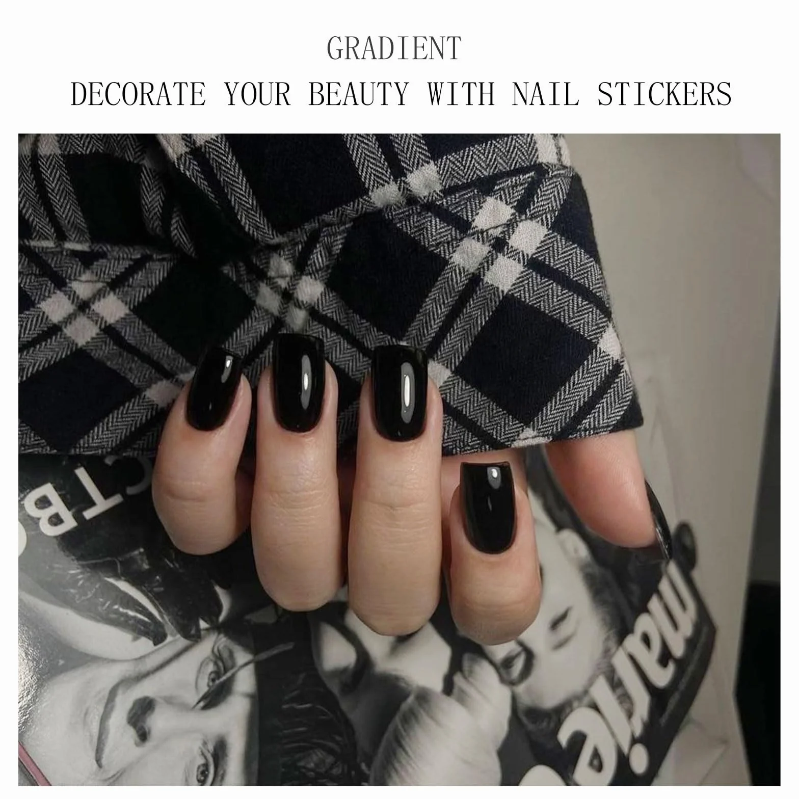 Czarne naklejki na paznokcie żelowe UV Deco Nail Art Manicure