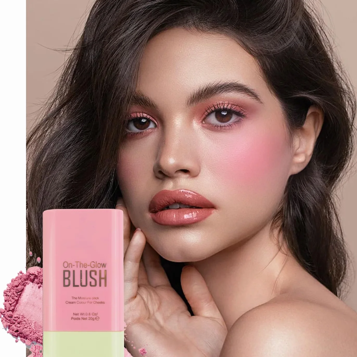 AYNKH 3 w 1 Rumieniec Blush Stick do policzków Usta Oczy, Rumieniec do twarzy, krem nawilżający Bronzer Blusher, matowy łatwy do ściągania wielofunkcyjny odcień do robienia różu (Pink)