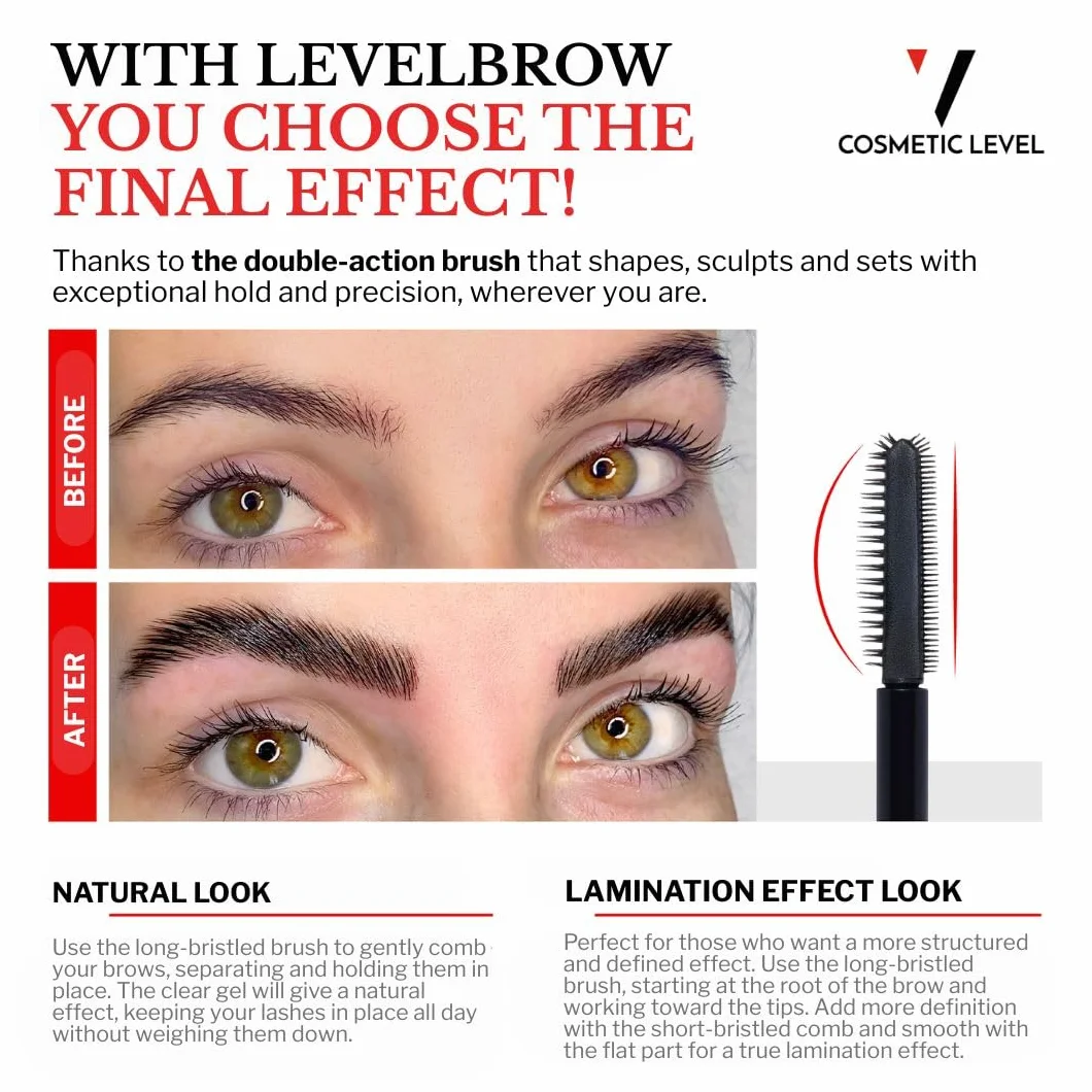 LEVELBROW Lamination Fix & Treat | Przezroczysta warstwa wierzchnia do pełnych, wyraźnych brwi | żel bez tranferu, bardzo szybkie schnięcie, łatwe i szybkie nakładanie | 6 ml