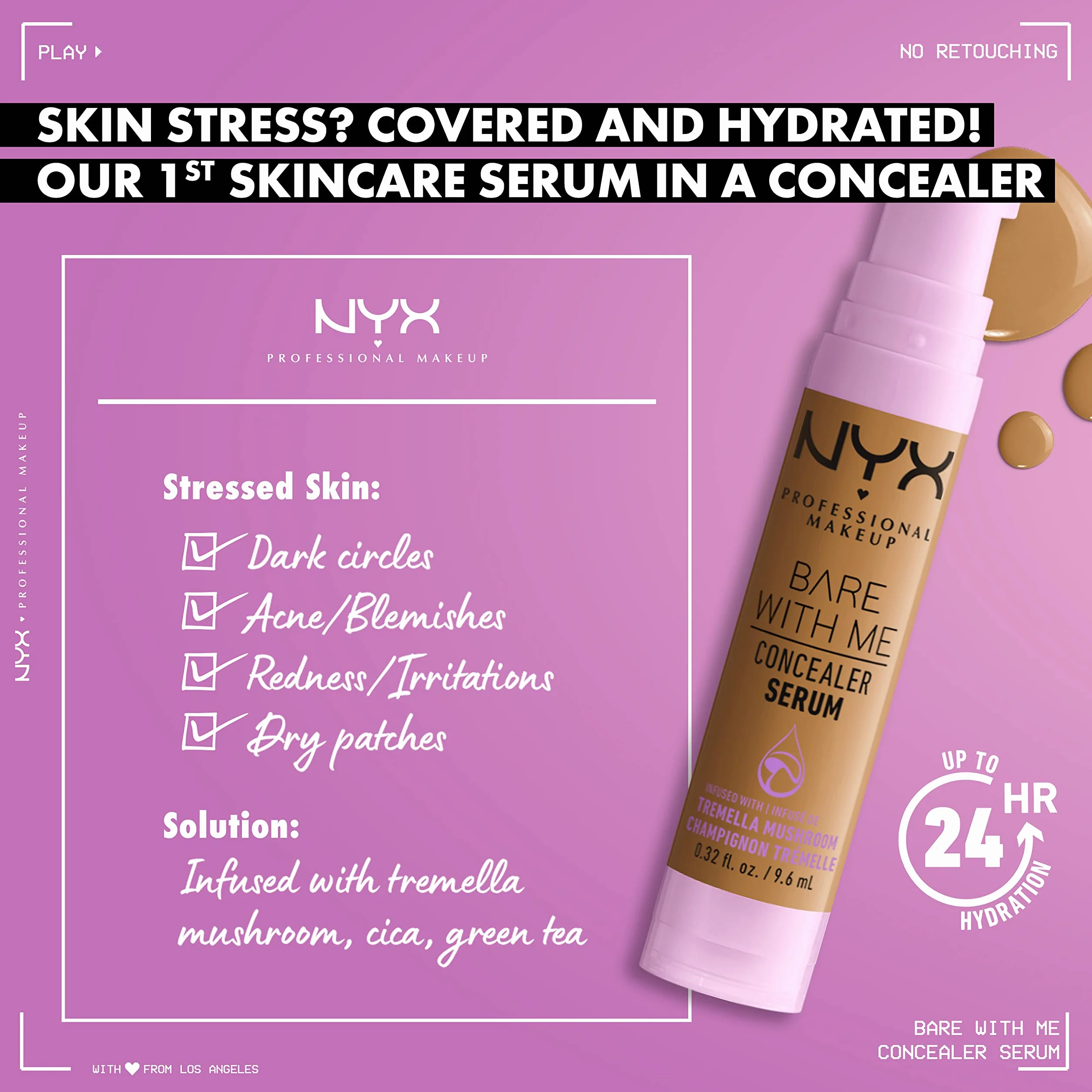 NYX Professional Makeup Korektor serum Bare With Me, naturalne wykończenie, średnie krycie, odcień : Fair (01)