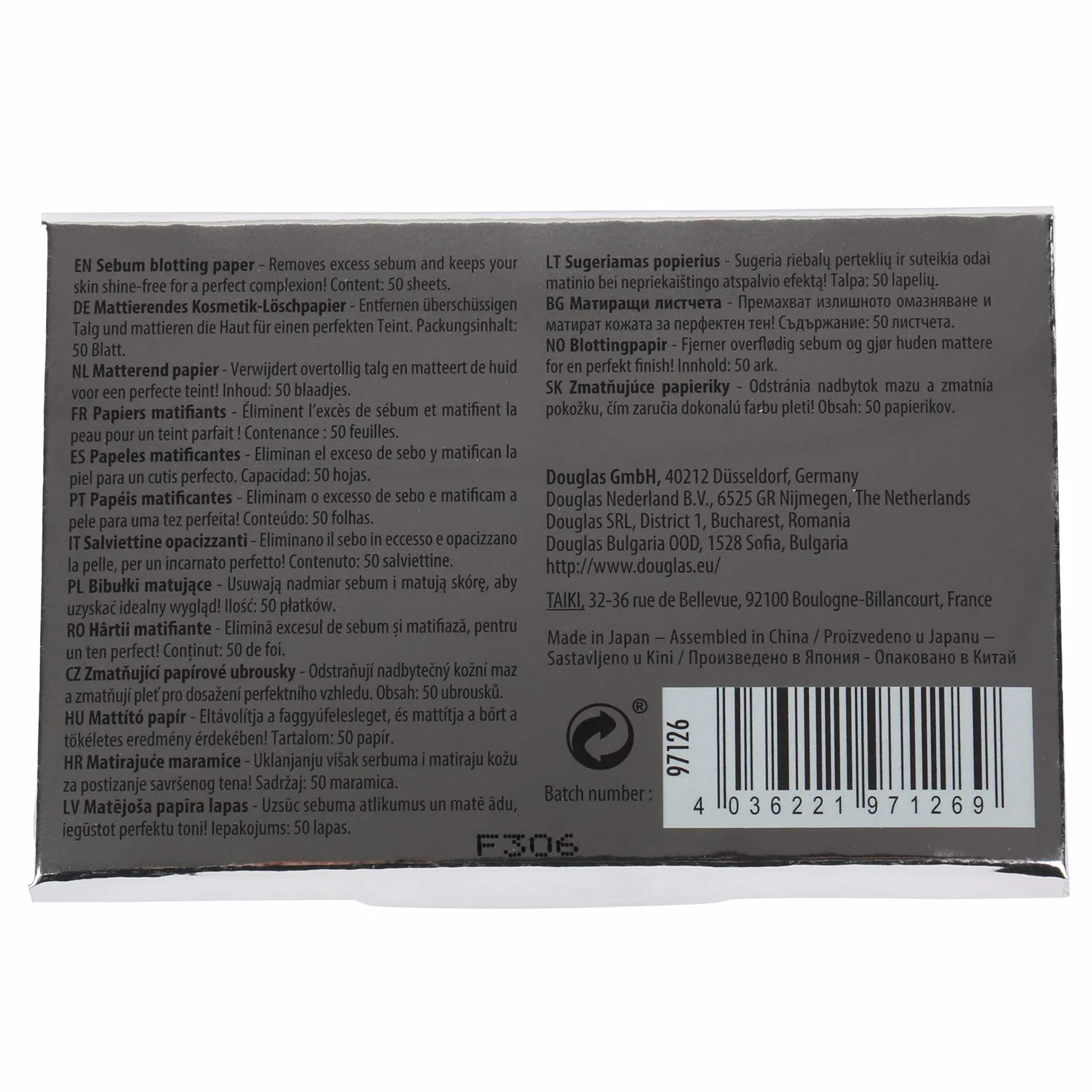 6 x Douglas Make-up 987596 akcesoria do makijażu Blotting Paper Sebum Blotting Papers Set