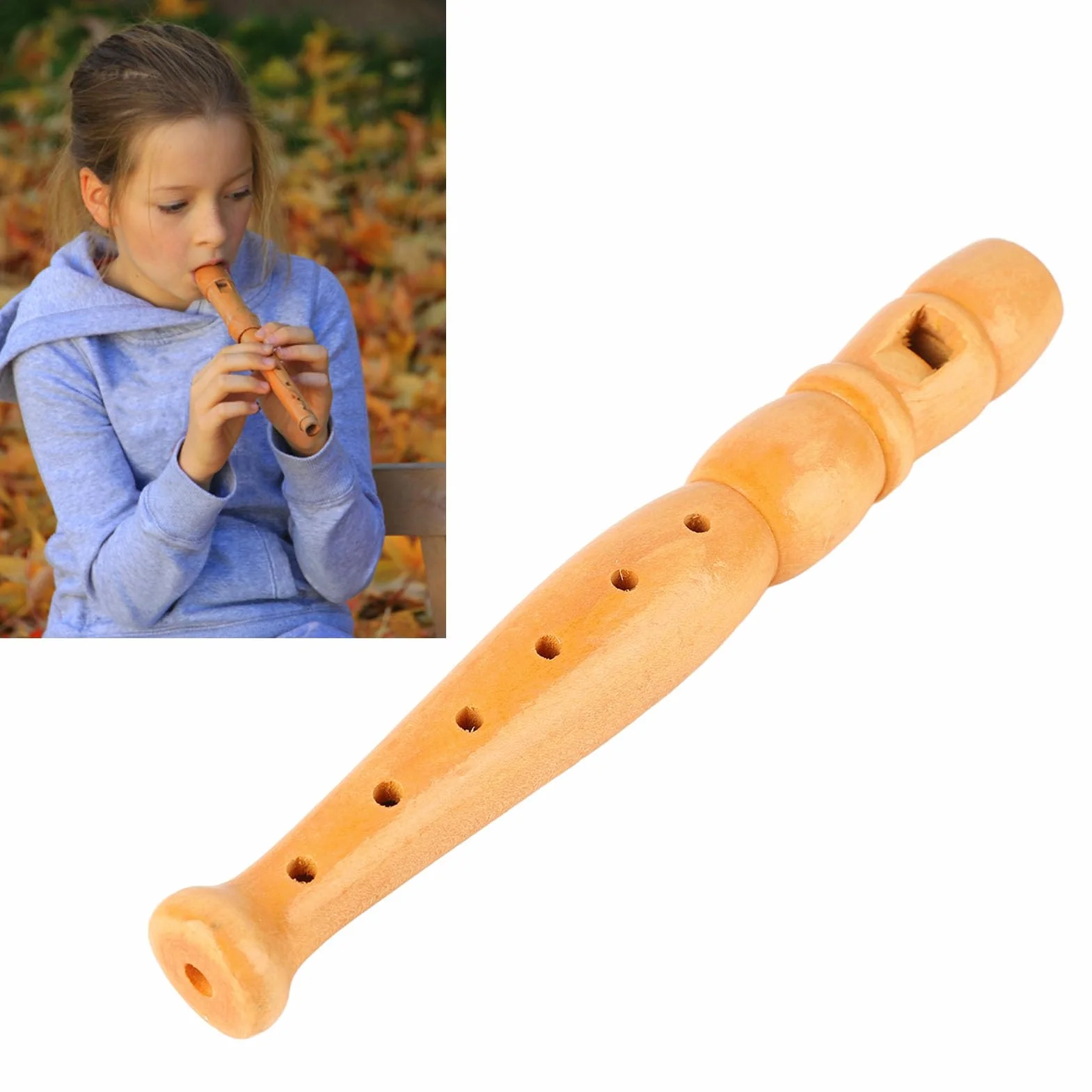 Drewniany Flet, 6 Otworów Flet Pionowy Drewniany Krótki Klarnet Instrument Muzyczny Dęty Drewniany Zabawka dla Początkujących Dzieci
