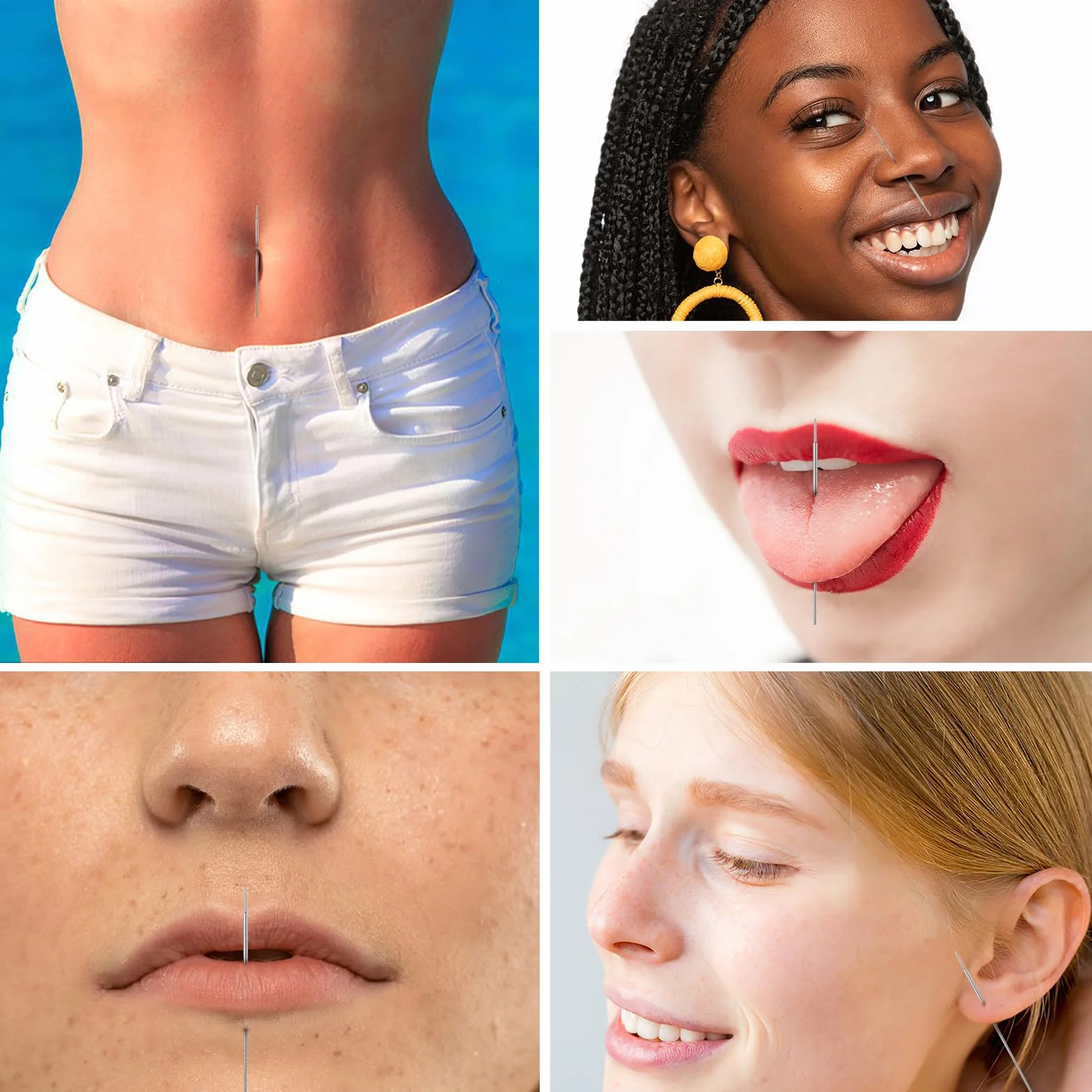Yolev 6 szt. stożek do przekłuwania ze stali nierdzewnej 20G 0,8 mm narzędzie do zmiany piercingu, pomoce w przebiciu, zestaw do przekłuwania stożka ciała