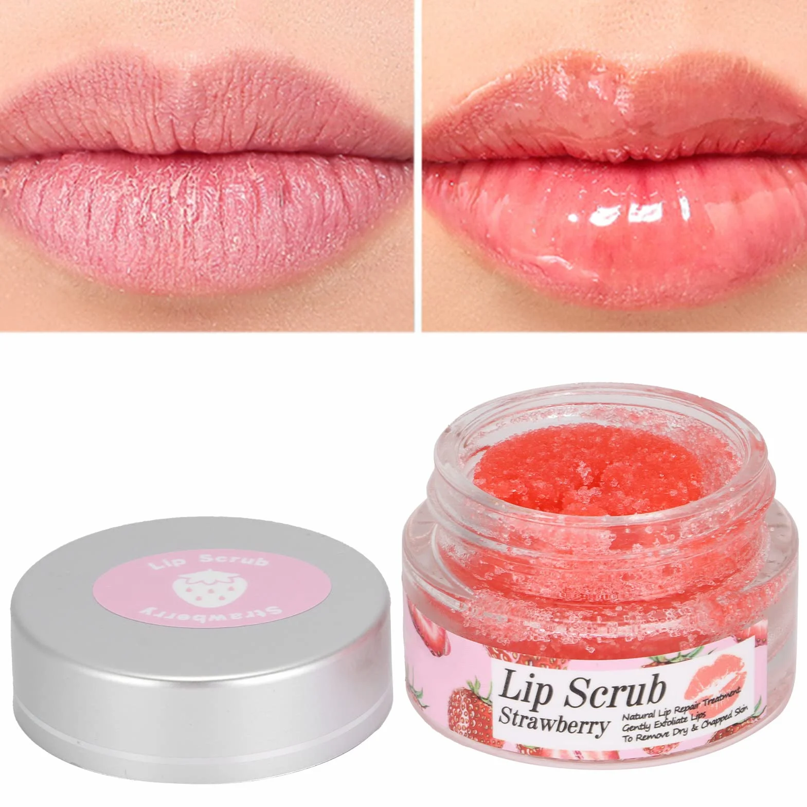 Peeling do Ust Naturalne Składniki Truskawkowe Peeling do Ust Zmiękczający Kutynę Złuszczający Fade Linie Ust Peeling do Ust 20g