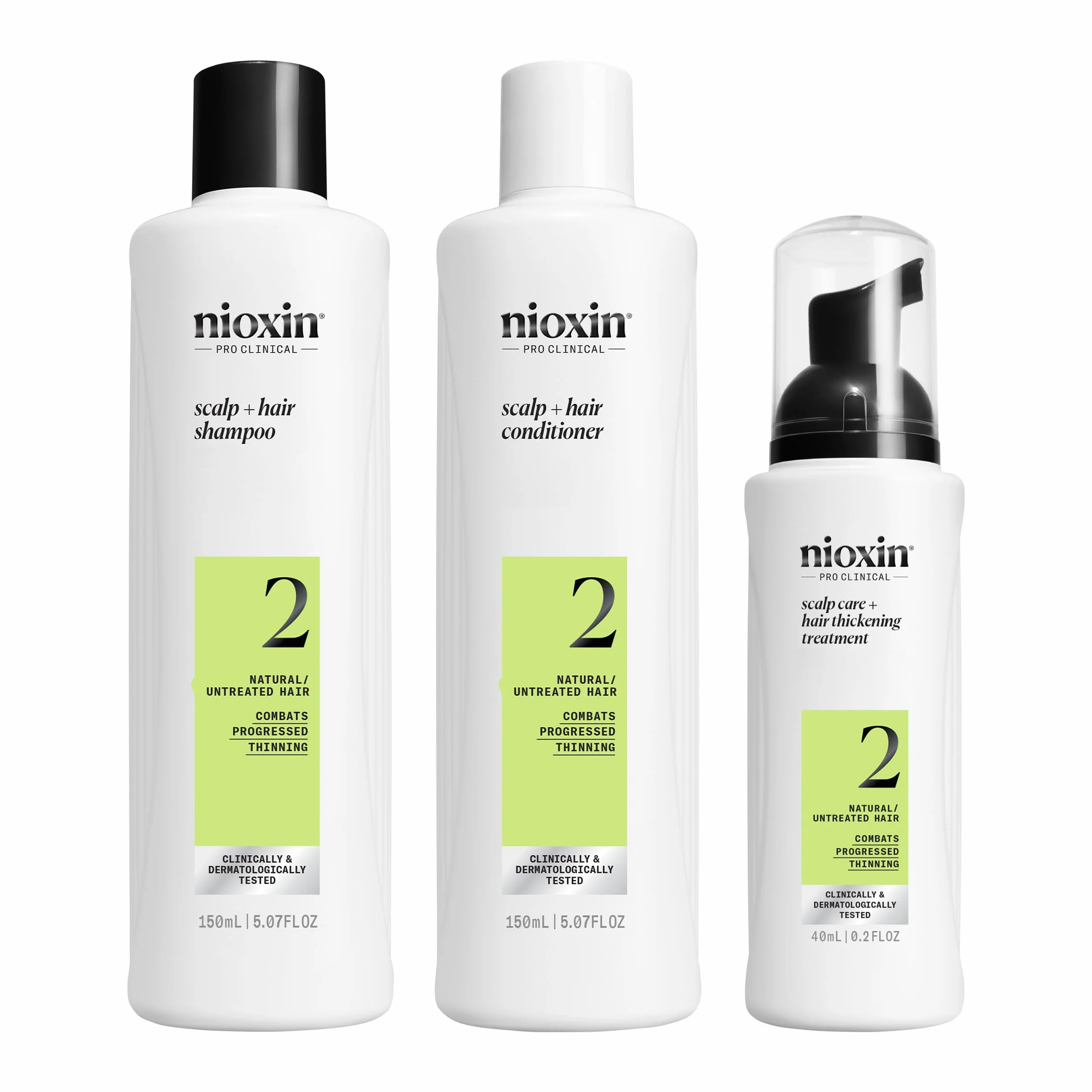 Nioxin Scalp + system zagęszczania włosów, 2 zestawy do trifazy, naturalne włosy z zaawansowanym przerzedzaniem - szampon, odżywka i pielęgnacja skóry głowy (300 + 300 + 100 ml)