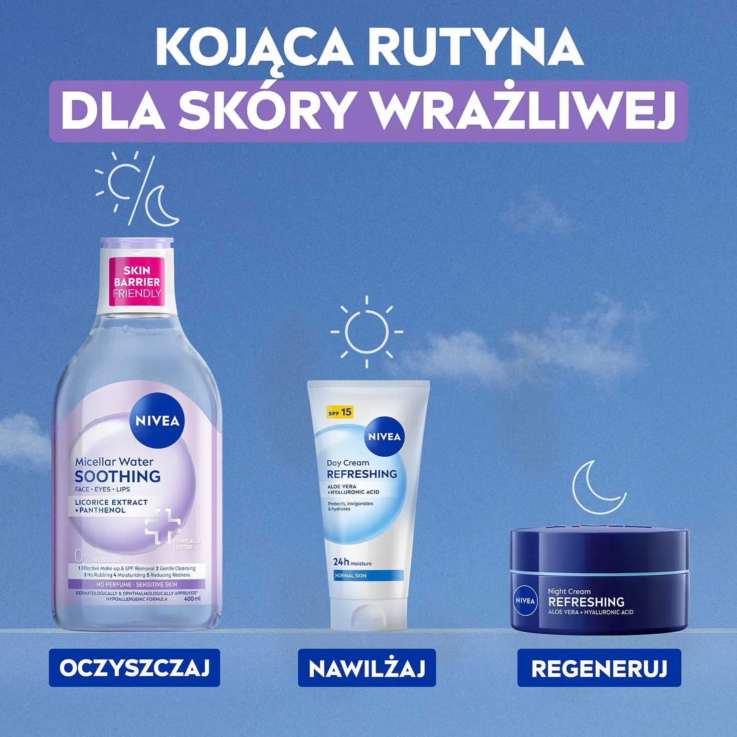 NIVEA Kojący płyn micelarny dla cery wrażliwej z Kompleksem Aminokwasowym i Dekspantenolem 400 ml