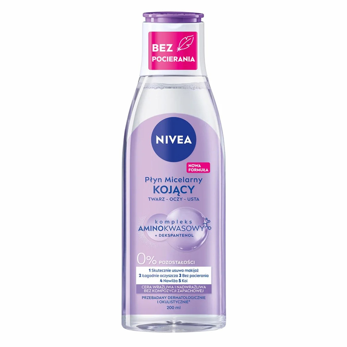 NIVEA Kojący Płyn micelarny z kompleksem aminokwasowym i dekspantenolem do cery wrażliwej i nadwrażliwej 200 ml