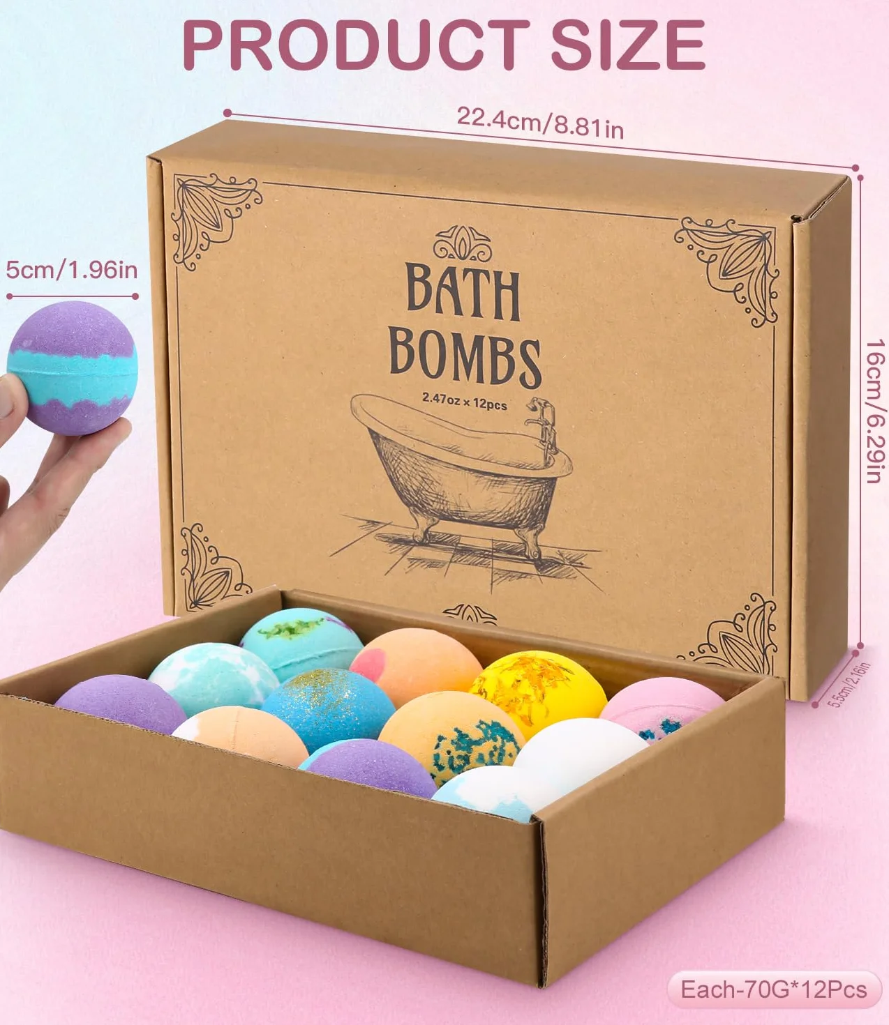 12 Bomby do kąpieli Naturalne i organiczne bomby do kąpieli z bąbelkami Zestaw podarunkowy, Kąpiel z bąbelkami Spa Relaksujący prezent Spa Boże Narodzenie, Boże Narodzenie Walentynki Prezent