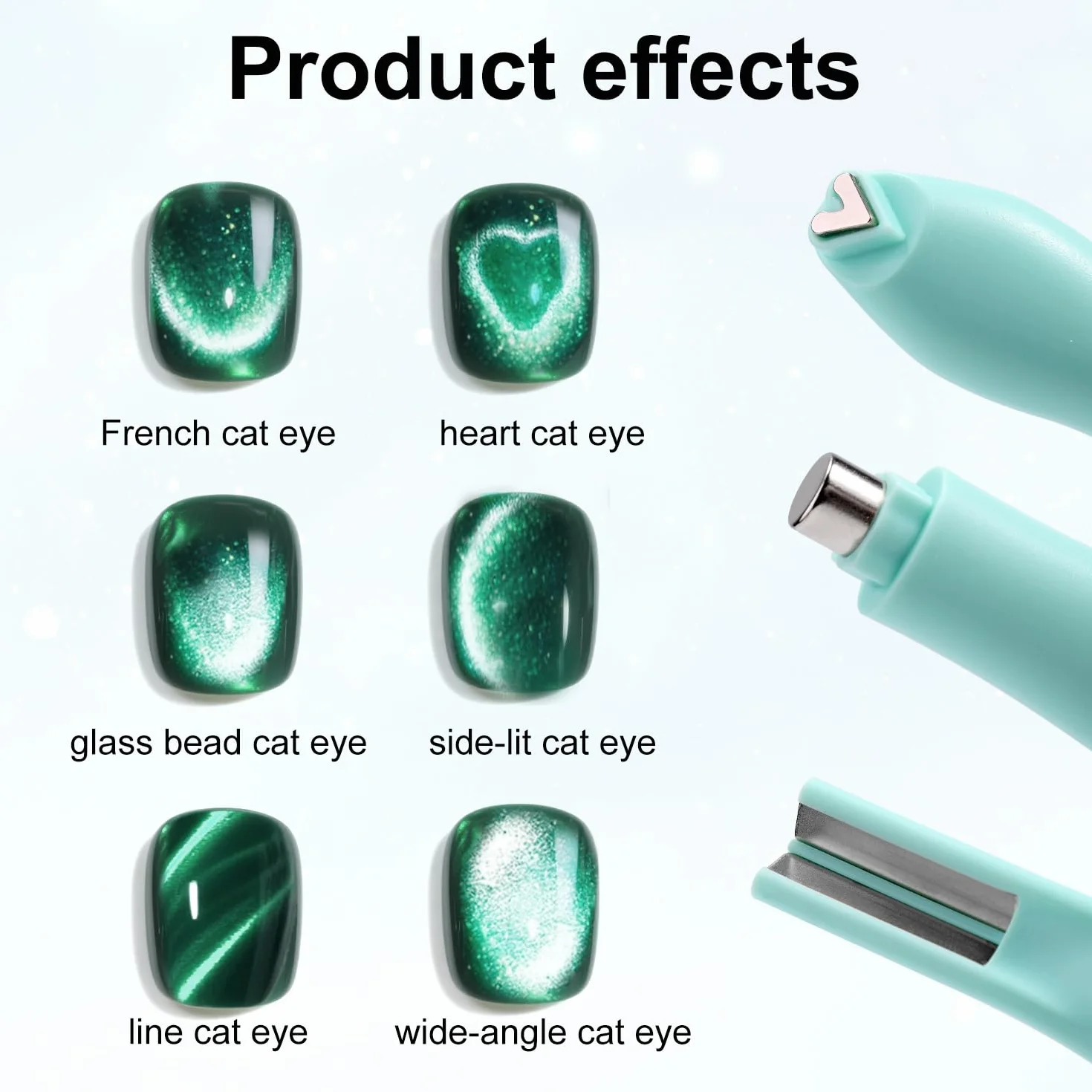 Magnes 3 w 1 Cat Eye do Paznokci, Wielofunkcyjne Narzędzie Magnetyczne, Kształt Kociego Oka, Okrągły Linia Serce, Akcesoria DIY