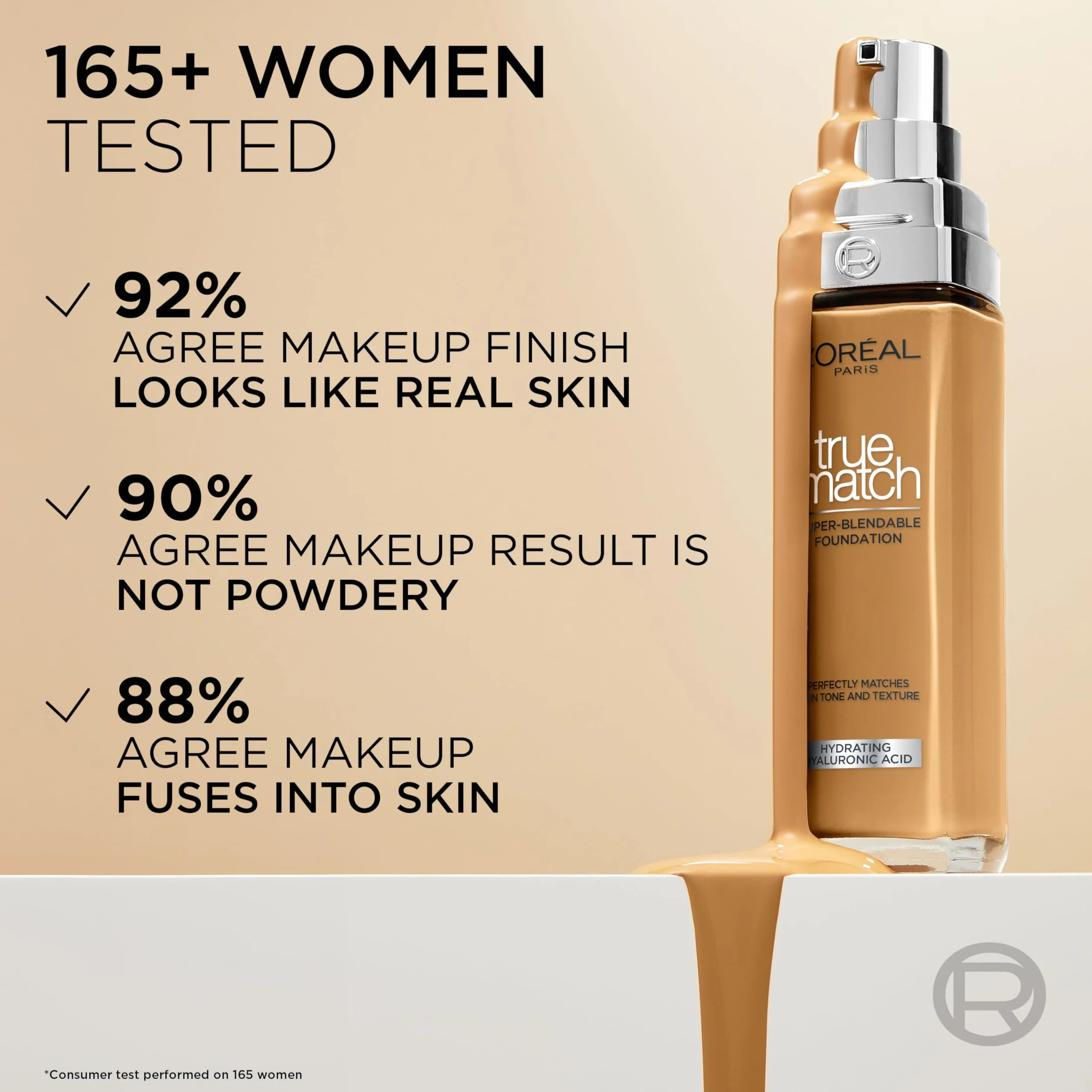 L'Oréal Paris True Match trwały podkład do twarzy w płynie, pielęgnujący z kwasem hialuronowym, SPF 17, 4.D/4.W Golden Natural, 30 ml