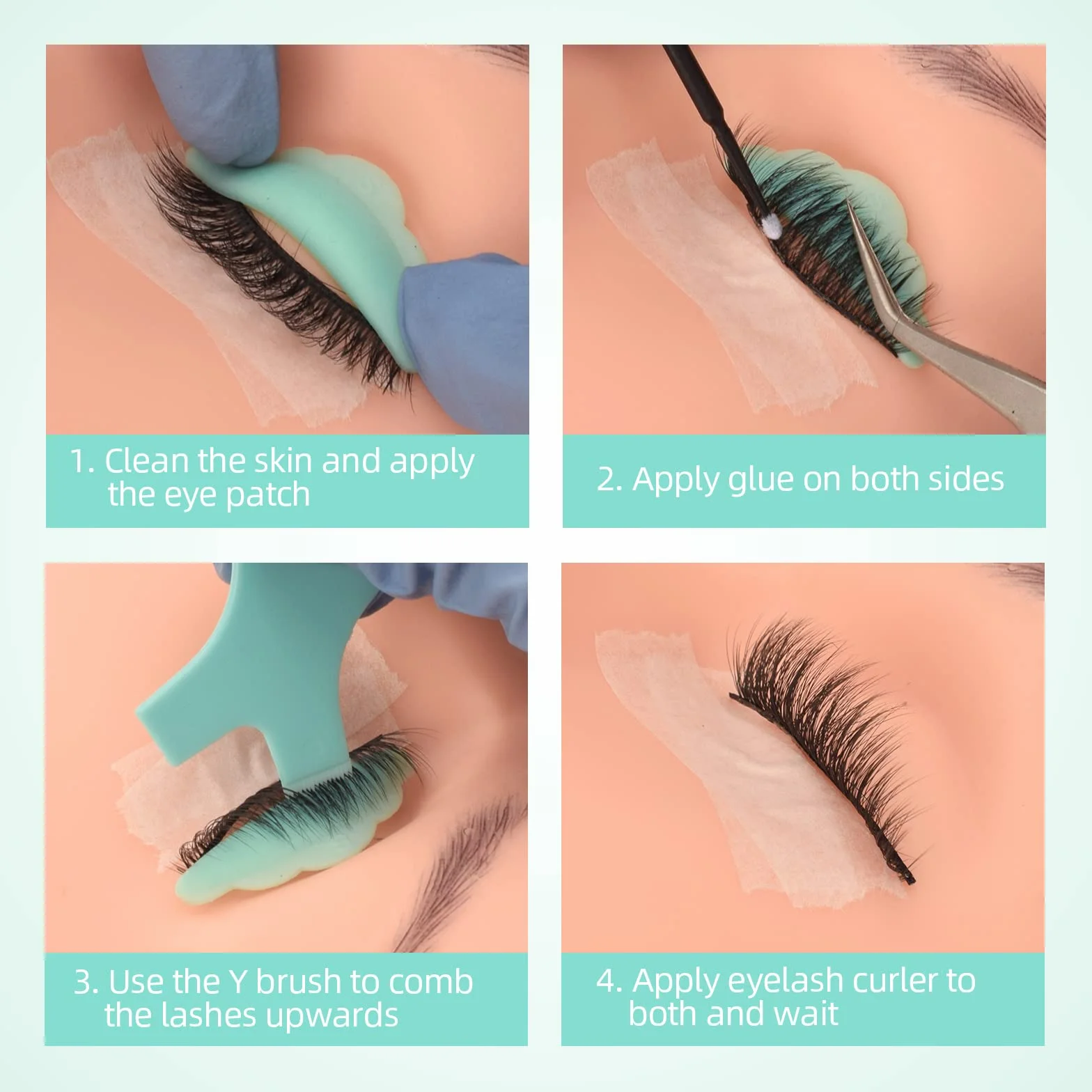 ATOMUS 60PCS Eyelash Perming Silicone Pads Eyelash Lift Perming Curler Shield Pads with 10PCS Y Shape Eyelash Brush