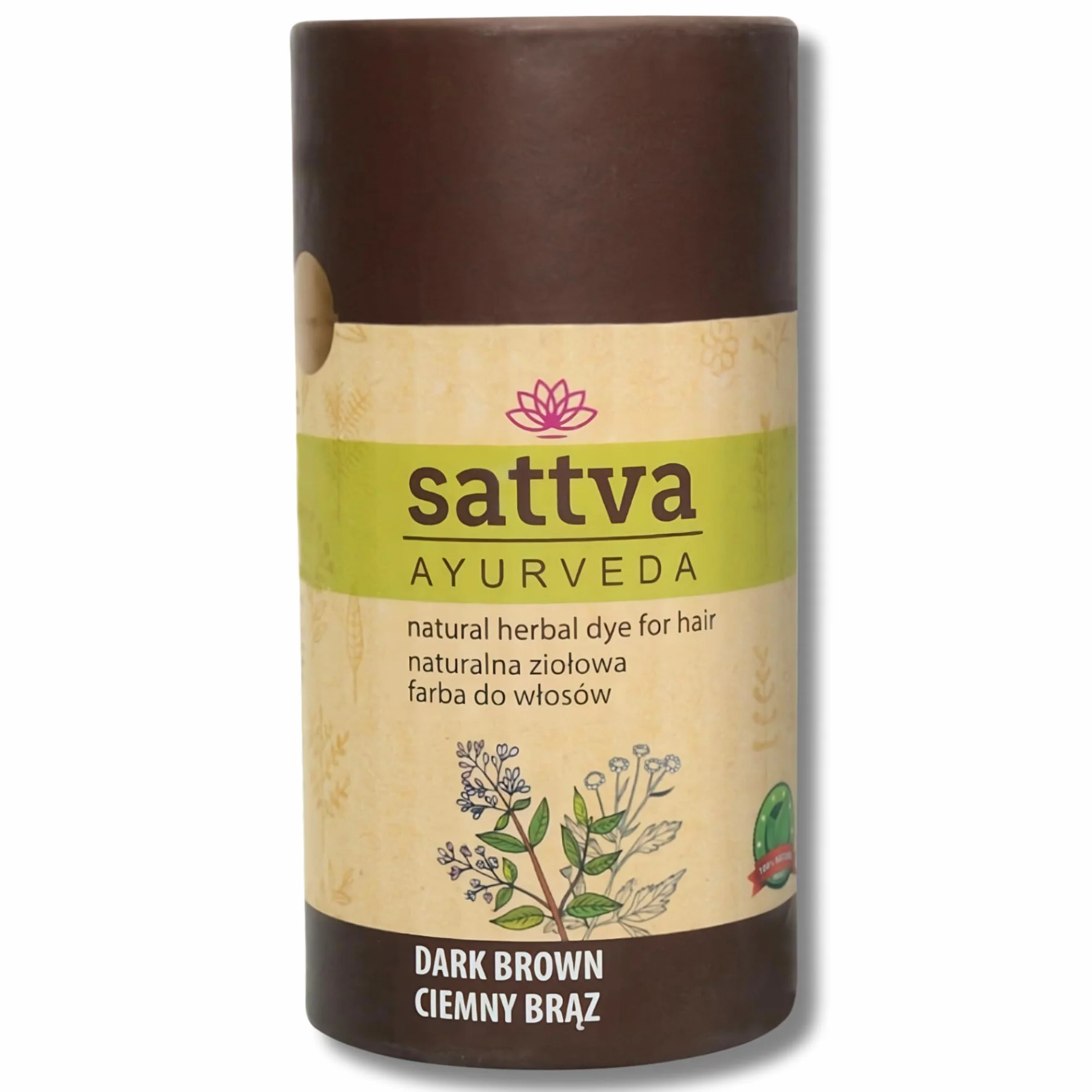 Sattva Ayurveda Naturalna Farba do Włosów Ciemny Brąz 150 g