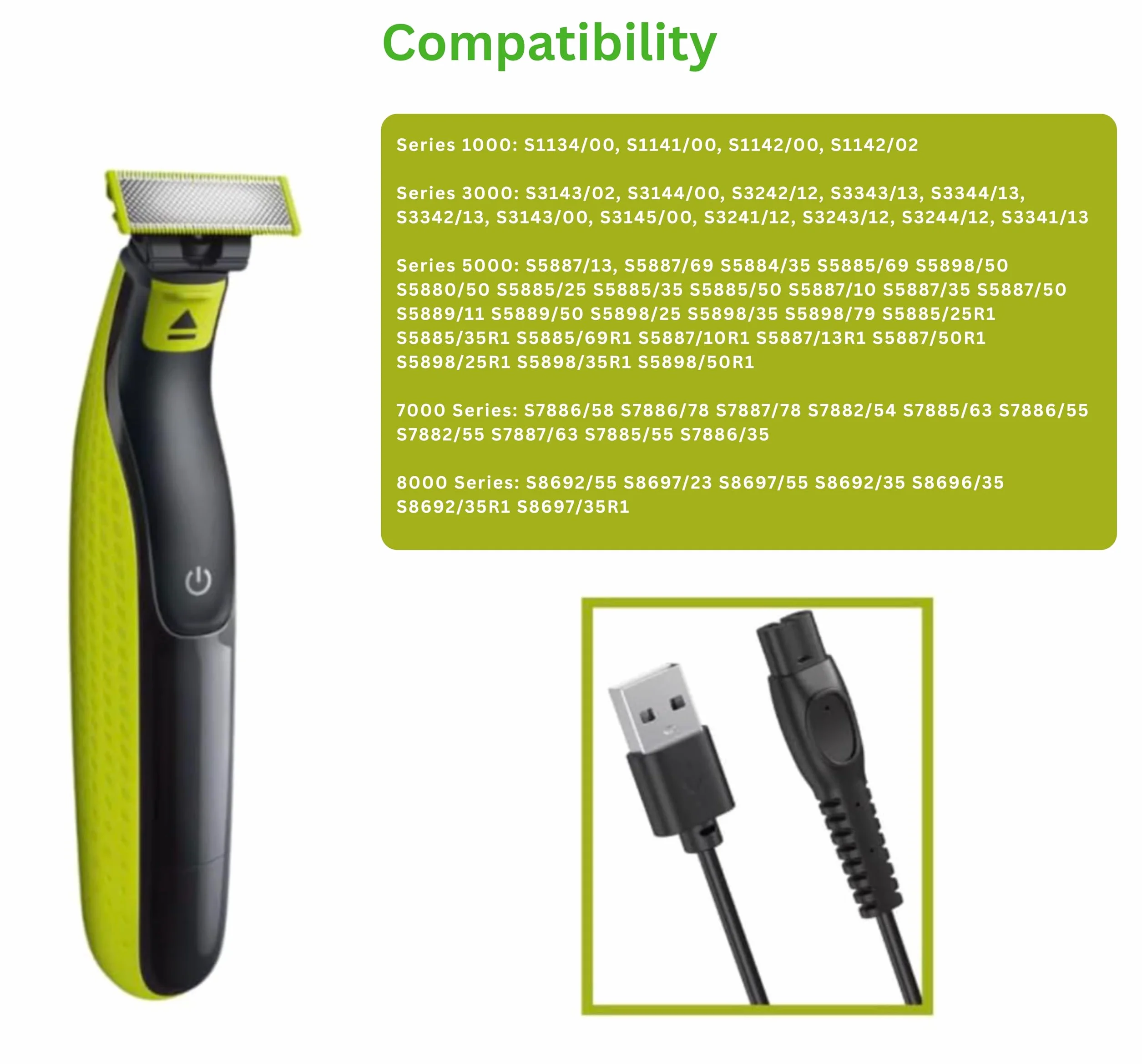 Kabel USB 5V 100cm do golarki Philips Series 1000 3000 5000 7000 8000