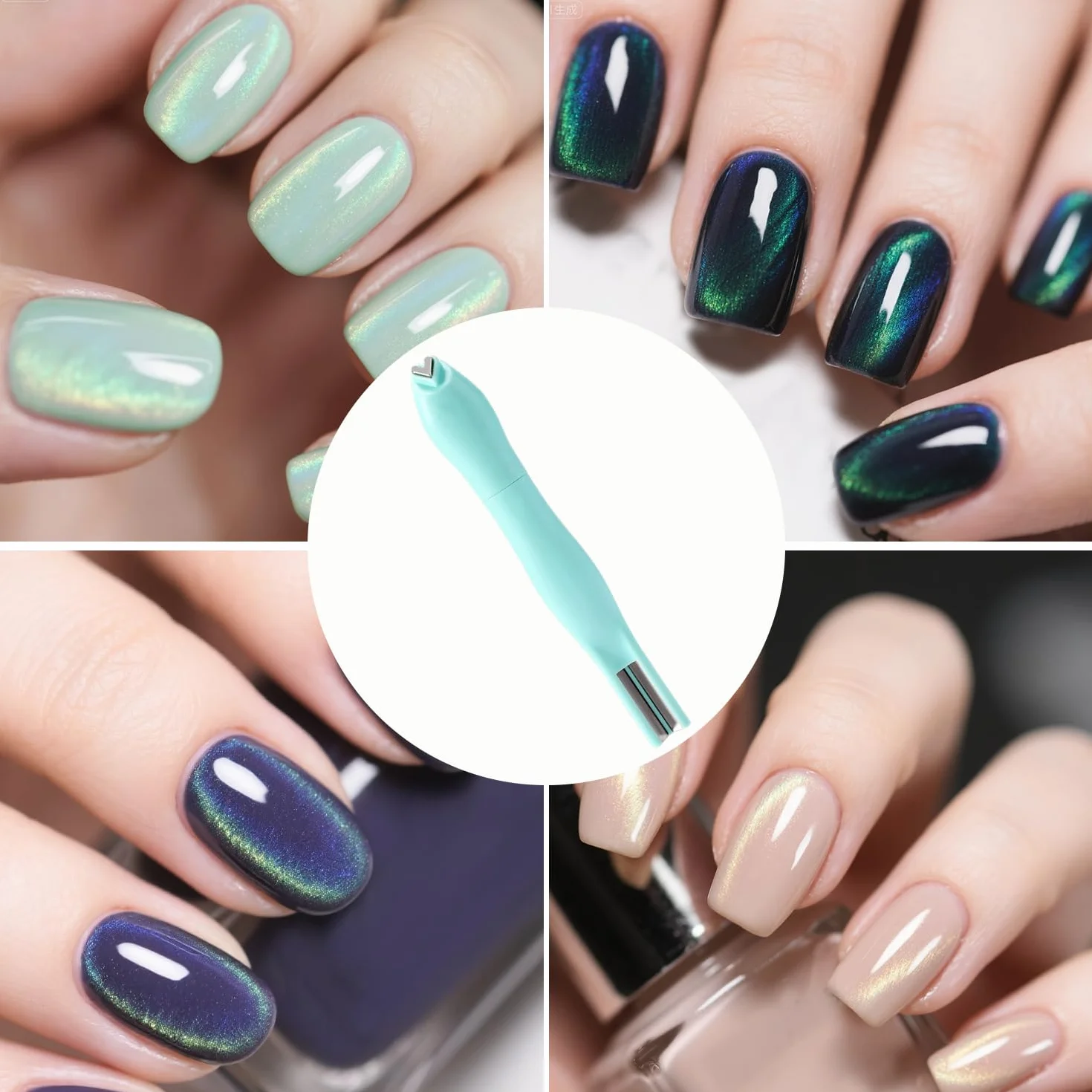 Magnes 3 w 1 Cat Eye do Paznokci, Wielofunkcyjne Narzędzie Magnetyczne, Kształt Kociego Oka, Okrągły Linia Serce, Akcesoria DIY
