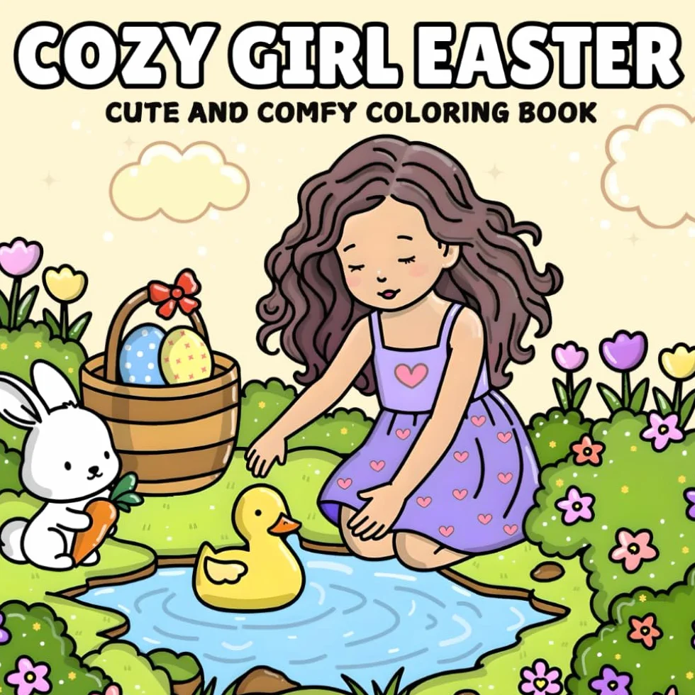 Cozy Girl Easter Coloring Book: Cute and Comfy Designs Featuring Adorable, Bold, and Easy Illustrations for Adults, Teens, and Kids – Relaxing Spring ... with Bunnies, Eggs, and Hygge-Inspired Spaces