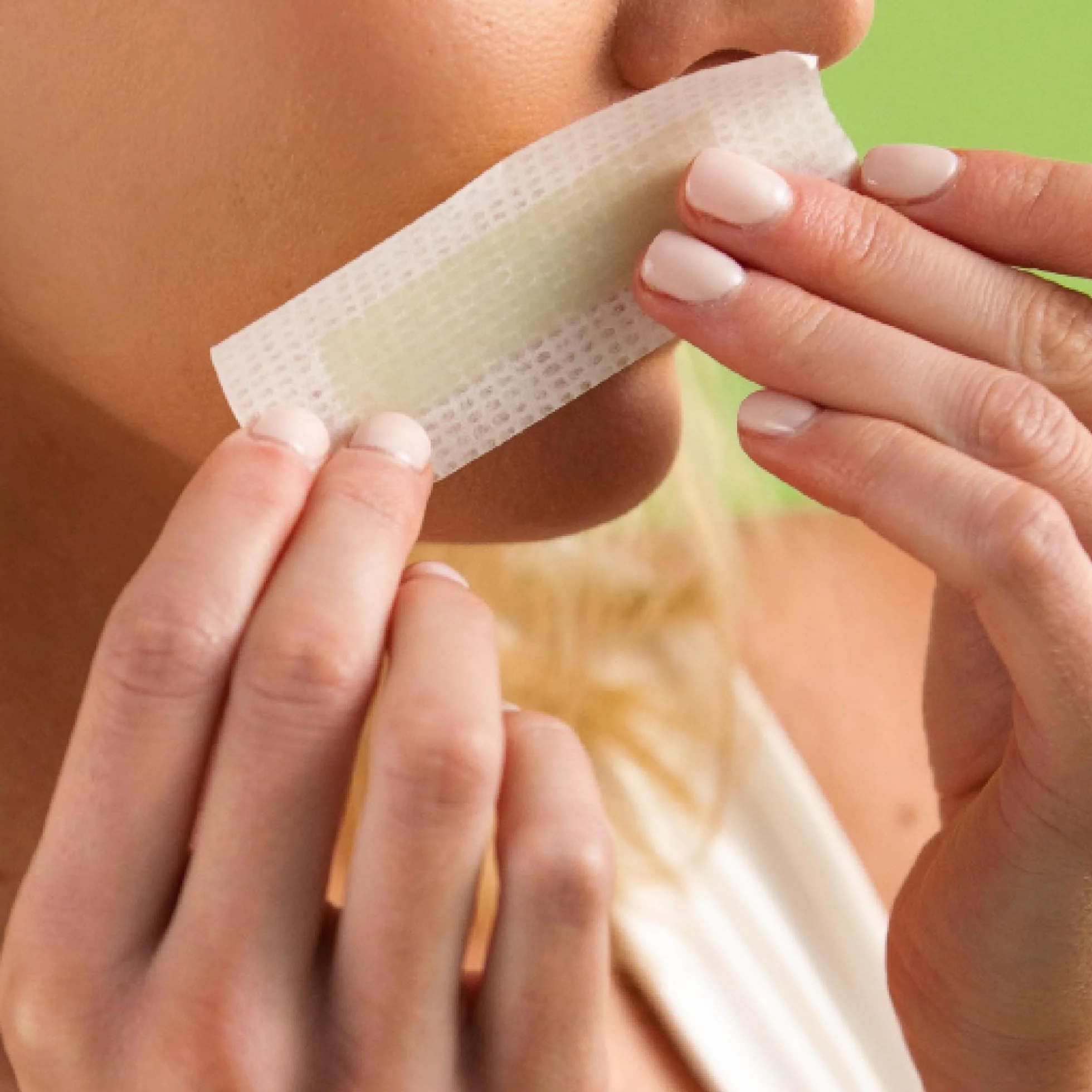 Nad's Paski woskowe do twarzy - Hipoalergiczne - Depilacja twarzy dla kobiet - Zestaw do depilacji w domu z 20 paskami wosku + 4 chusteczkami uspokajającymi olejki + puder chroniący skórę
