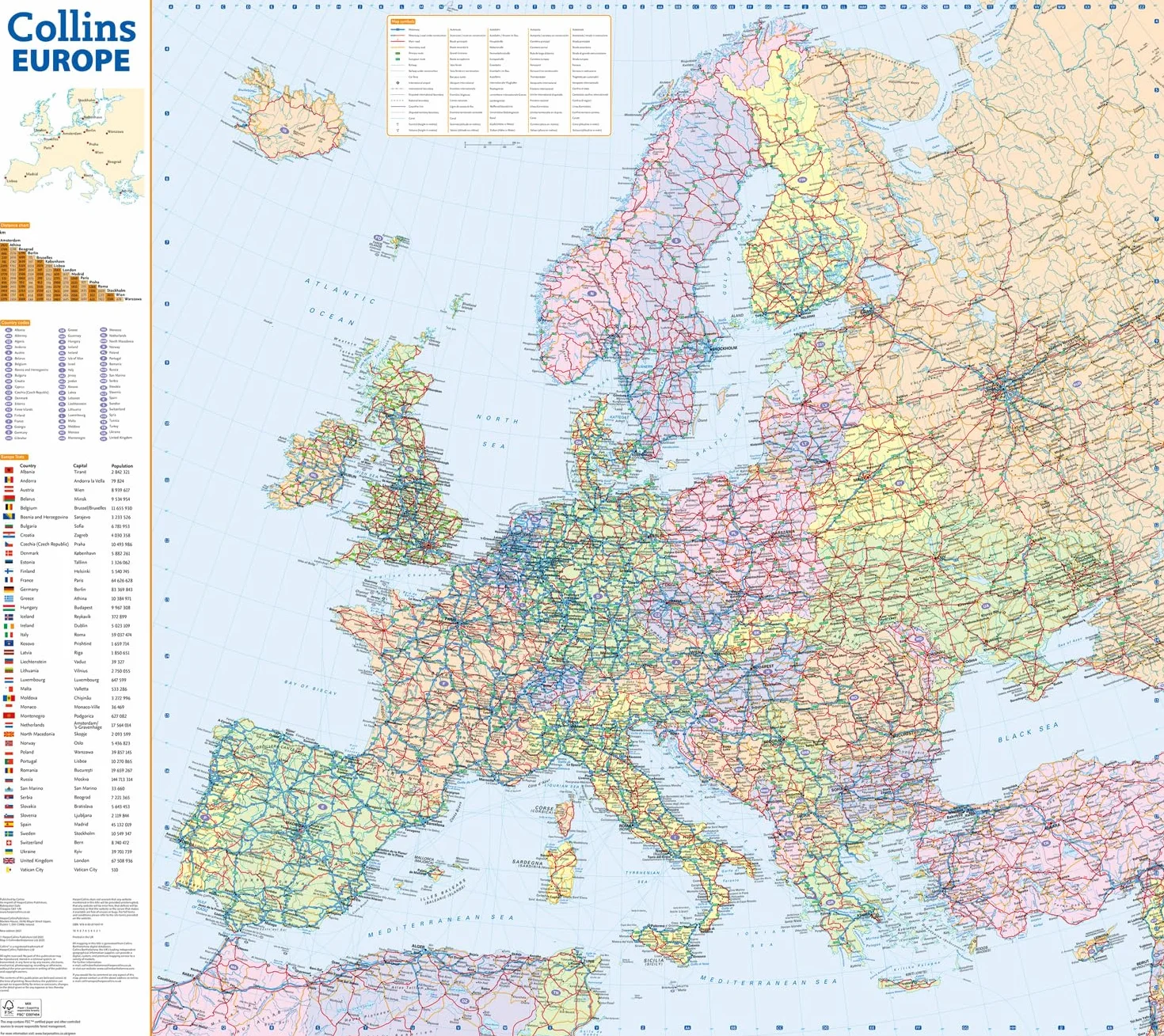 Collins Road Map of Europe: Folded map, easy to read, updated mapping