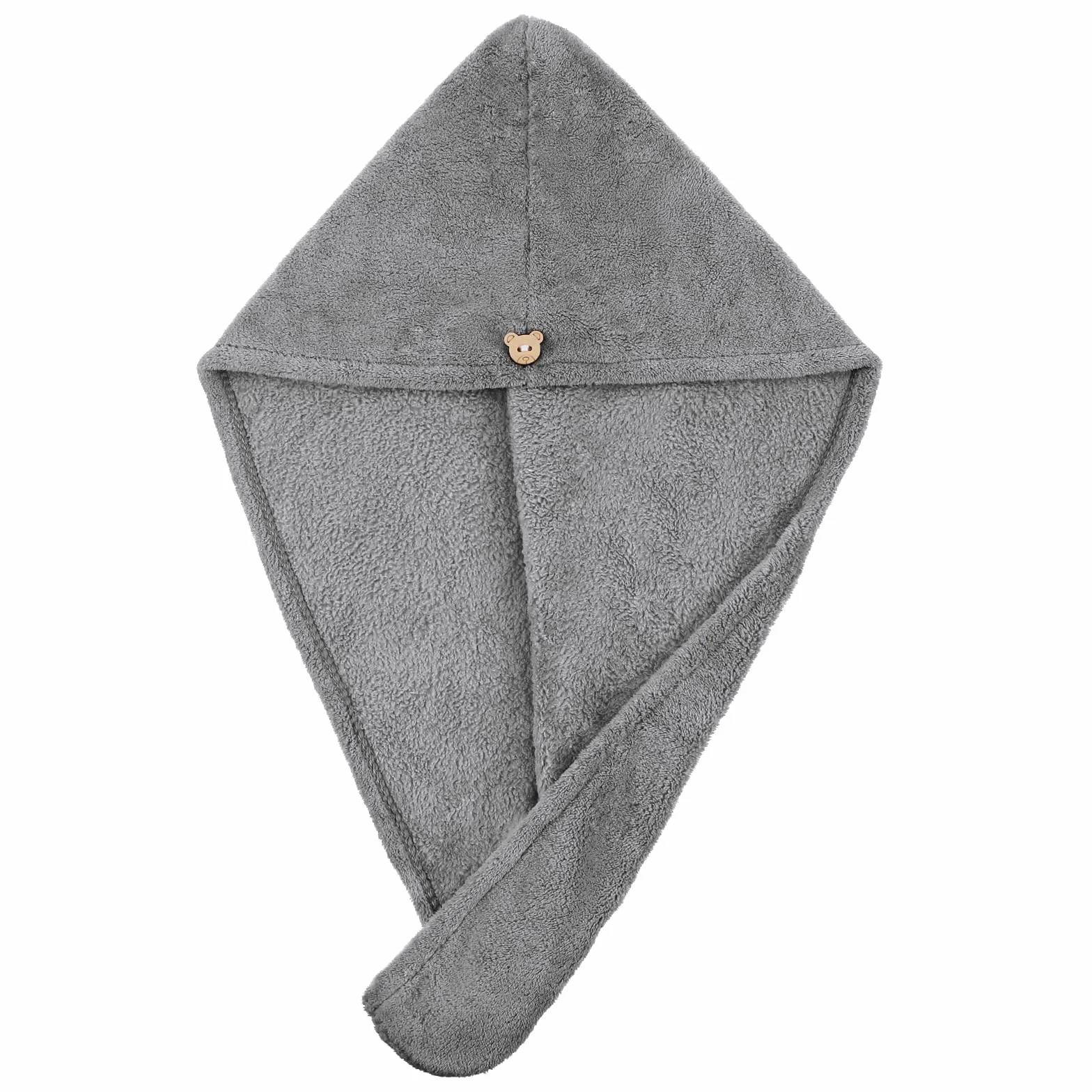 oruola Ręcznik do włosów, z mikrofibry, chłonny turban do włosów, szybkoschnący, turban z guzikiem, czepki do włosów do suszenia włosów, ręcznik z mikrofibry, do domu, podróży (kolor szary)