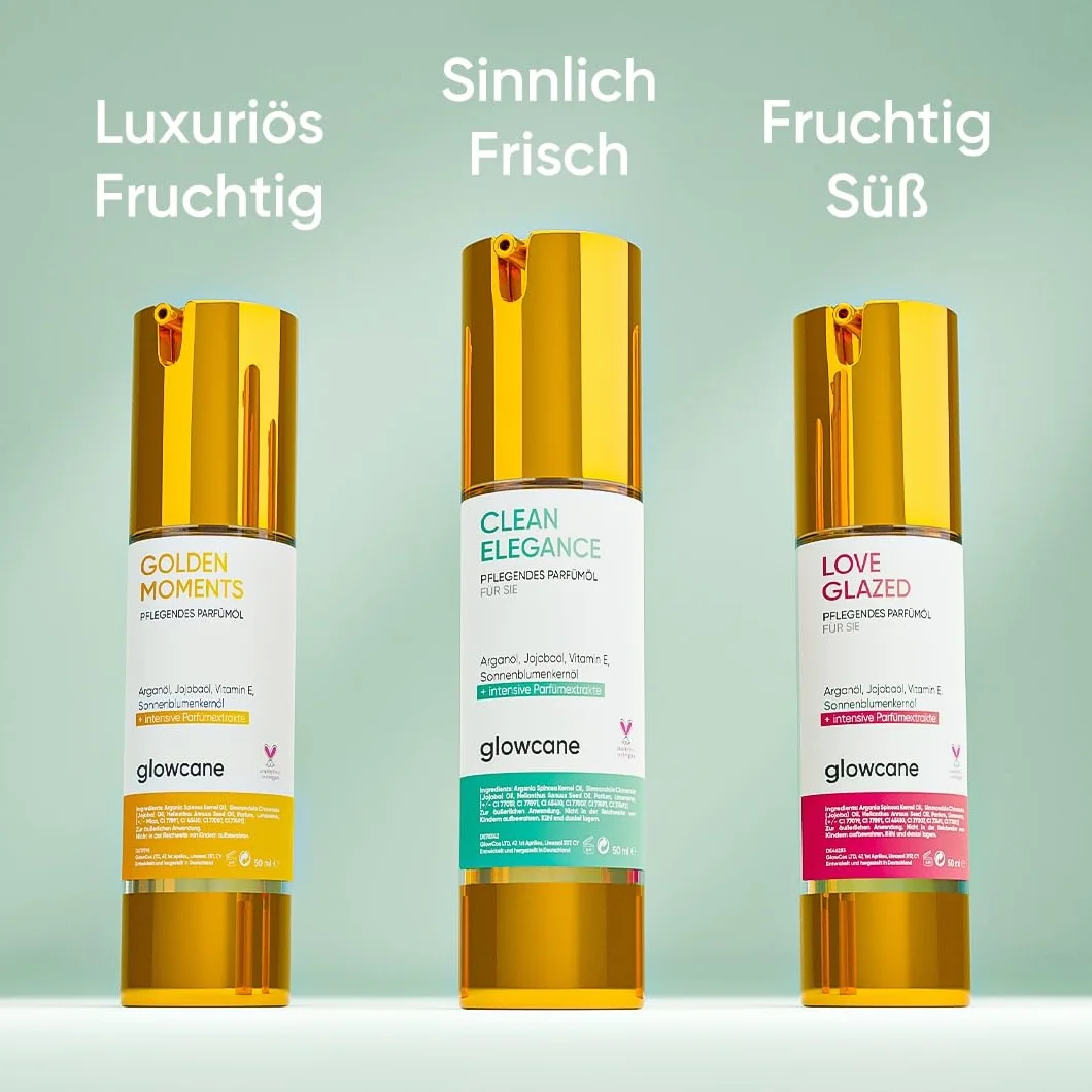 glowcane Golden Moments olejek perfumowany dla kobiet, luksusowy i owocowy zapach, w 100% bez alkoholu, odżywczy kompleks olejków | prezenty dla kobiet | bez szkodliwych substancji, bez okrucieństwa i