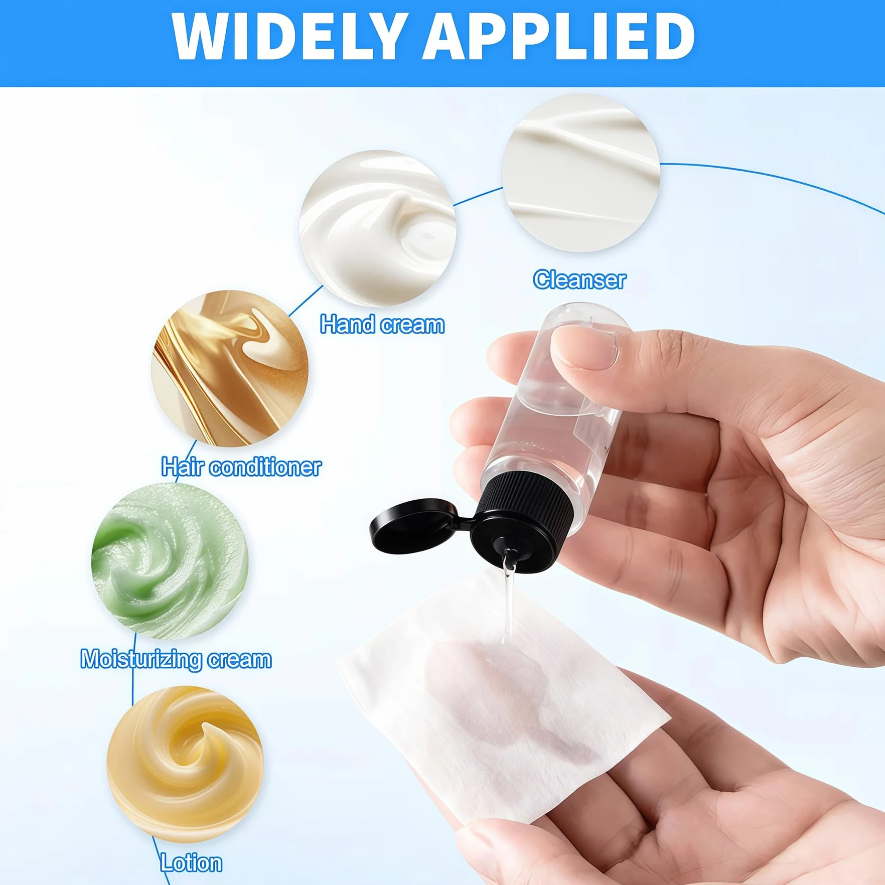 Happyupcity 30 szt. 15 ml / 14,2 g puste przezroczyste plastikowe butelki podróżne z czarną zakrętką fiolka na próbki kosmetyków mały dozownik pojemnik na zmiękczającą wodę płynny żel pod prysznic