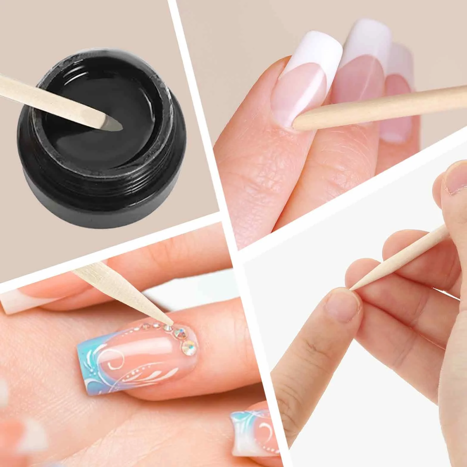 Giantree drewniane patyczki do paznokci 7,5 cm 200 szt. wielofunkcyjne narzędzie do manicure i pedicure