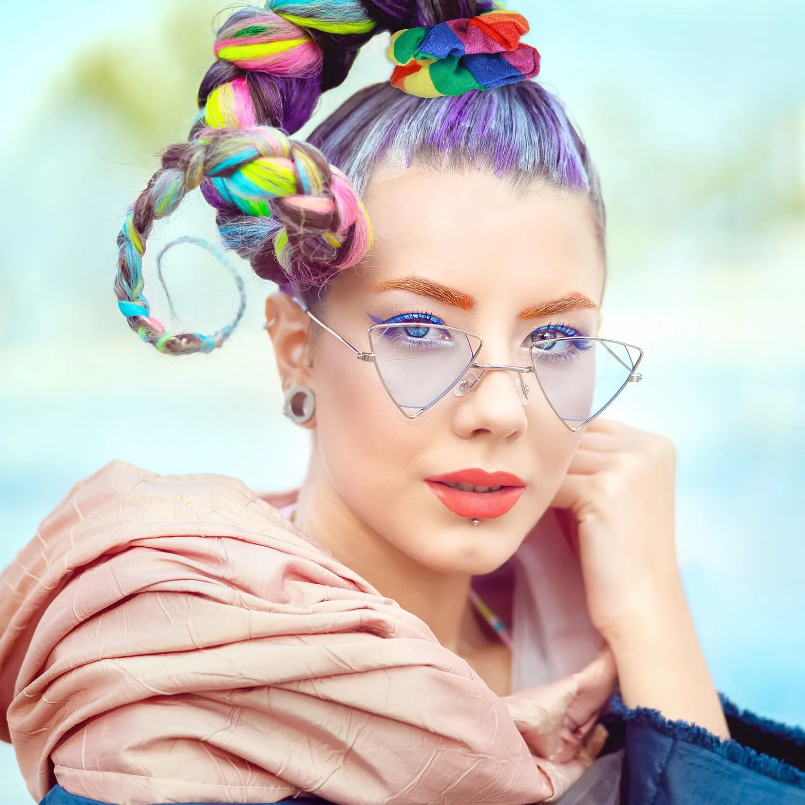 Pride tęczowe gumki do włosów tęczowy pierścień duma akcesoria dla LGBTQ kolorowe elastyczne paski kucyk uchwyt dla kobiet dziewcząt akcesoria do włosów (4 szt.)