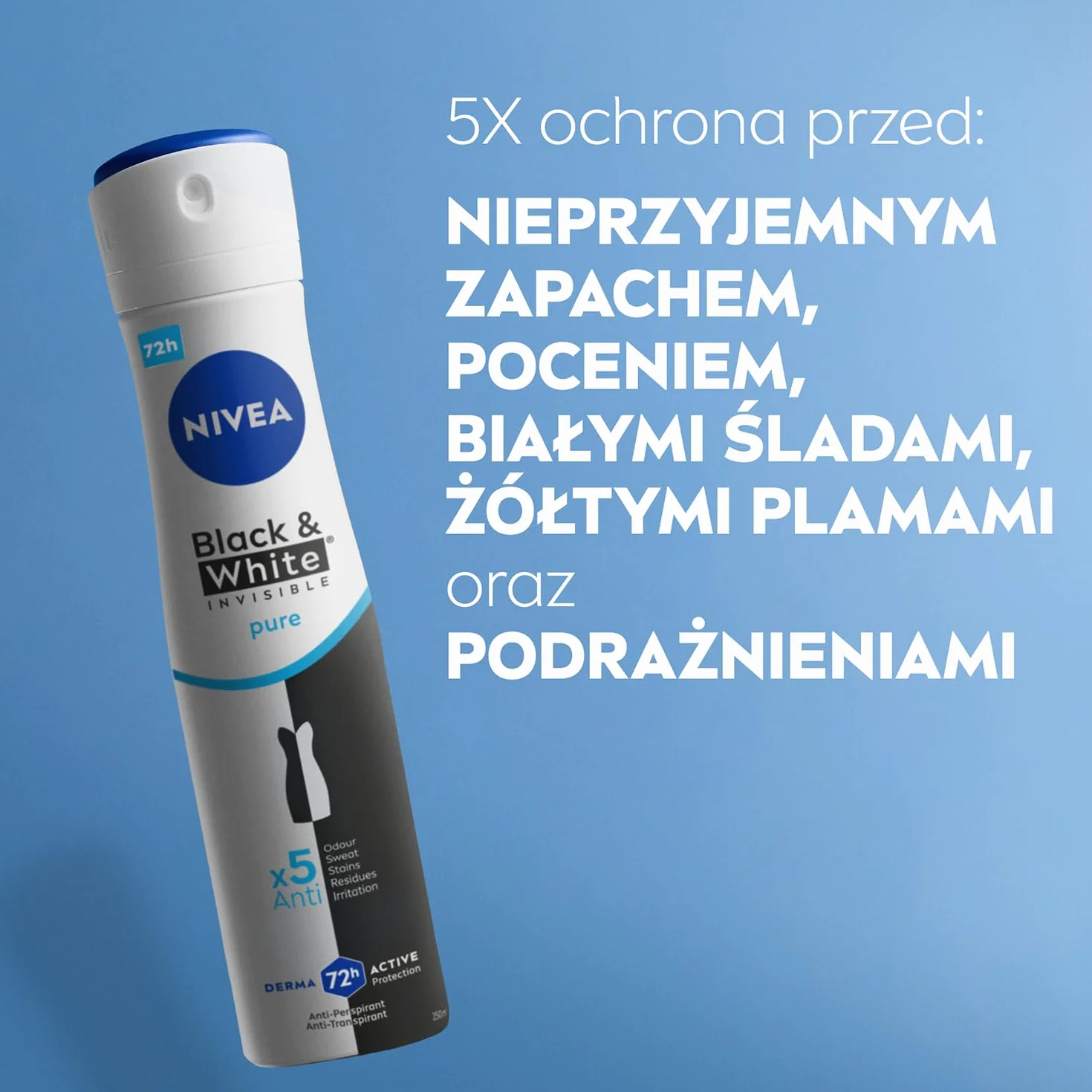 NIVEA Black & White Invisible Pure Antyperspirant w sprayu 250 ml