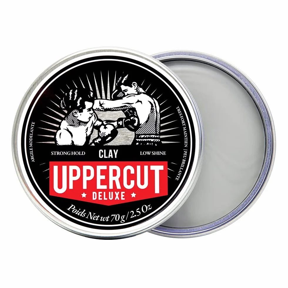 Uppercut Deluxe Clay 70g, profesjonalna glinka do włosów, silne trzymanie, niski połysk, na bazie wody