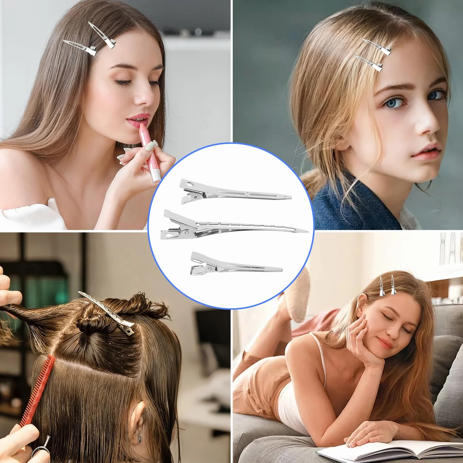 Srebrne damskie spinki do włosów, 75 sztuk, metalowe spinki do włosów, srebrne, metalowe spinki do włosów, spinki do włosów, do majsterkowania, dla dziewcząt (małe, średnie, duże)