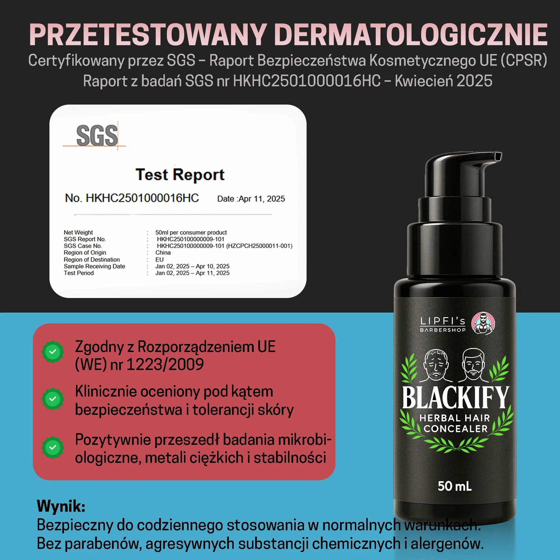 Roślinny korektor do włosów BLACKIFY 50 ml naturalny wypełniacz dla mężczyzn i kobiet