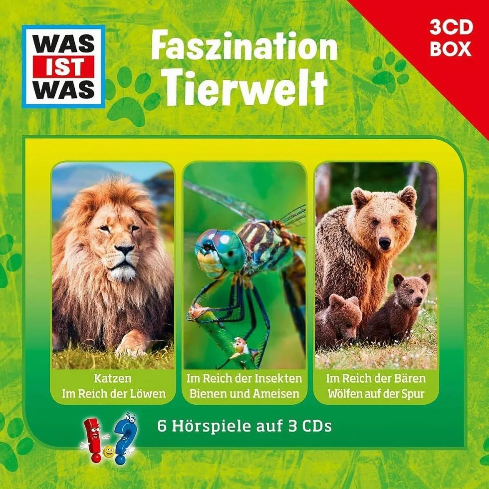 WAS IST WAS 3-CD-Hörspielbox Faszination Tierwelt: Katzen verstehen / Im Reich der Löwen, Im Reich der Insekten / Bienen und Ameisen, Im Reich der Bären / Wölfen auf der Spur