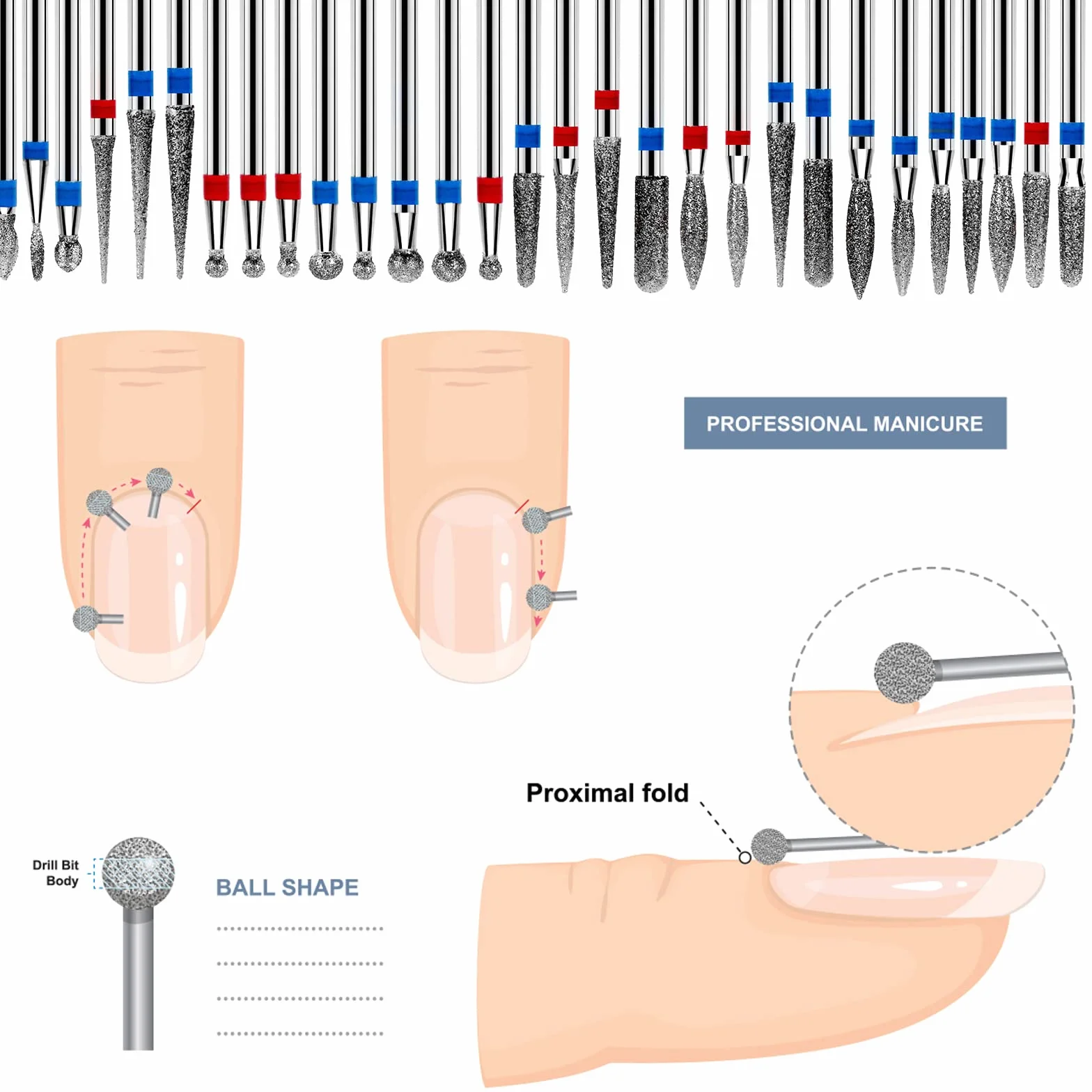 30 sztuk diamentowe wiertła do paznokci zestaw Puntas para wiertło paznokcie Manicure Pedicure Remover narzędzia do paznokci akrylowych, salon domowa pielęgnacja paznokci