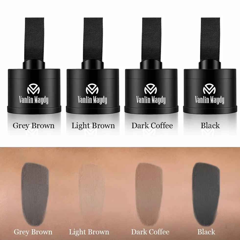 Root Touch Up Powder 4 g, korektor linii włosów, do szarych korzeni i przerzedzających się włosów, odporny na pot i wodę, z lustrem i pudrem, ciemnobrązowy