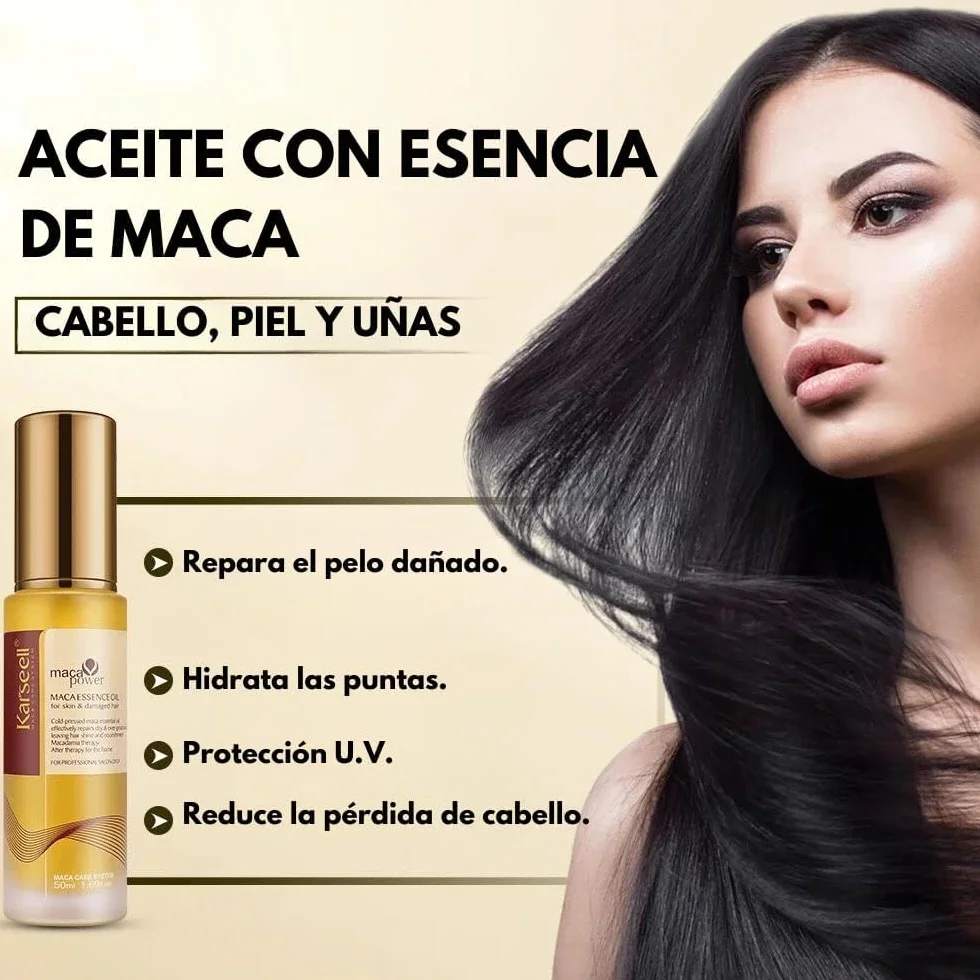 Karseell MACA CARE SYSTEM Serum Arganowe do Włosów i Skóry z Kolagenem Regeneracja Suchych Zniszczonych Włosów Antypuszenie Nawilżenie Blask Paznokcie Bez Spłukiwania Wszystkie Typy Włosów 50ml