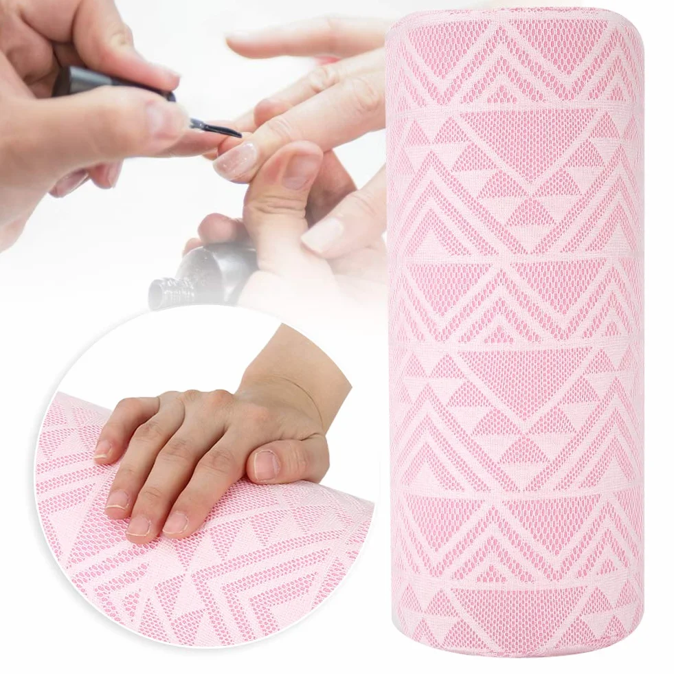 Poduszka do zdobienia paznokci Kussen, miękka półkole manicure, uchwyt na podłokietnik, różowy