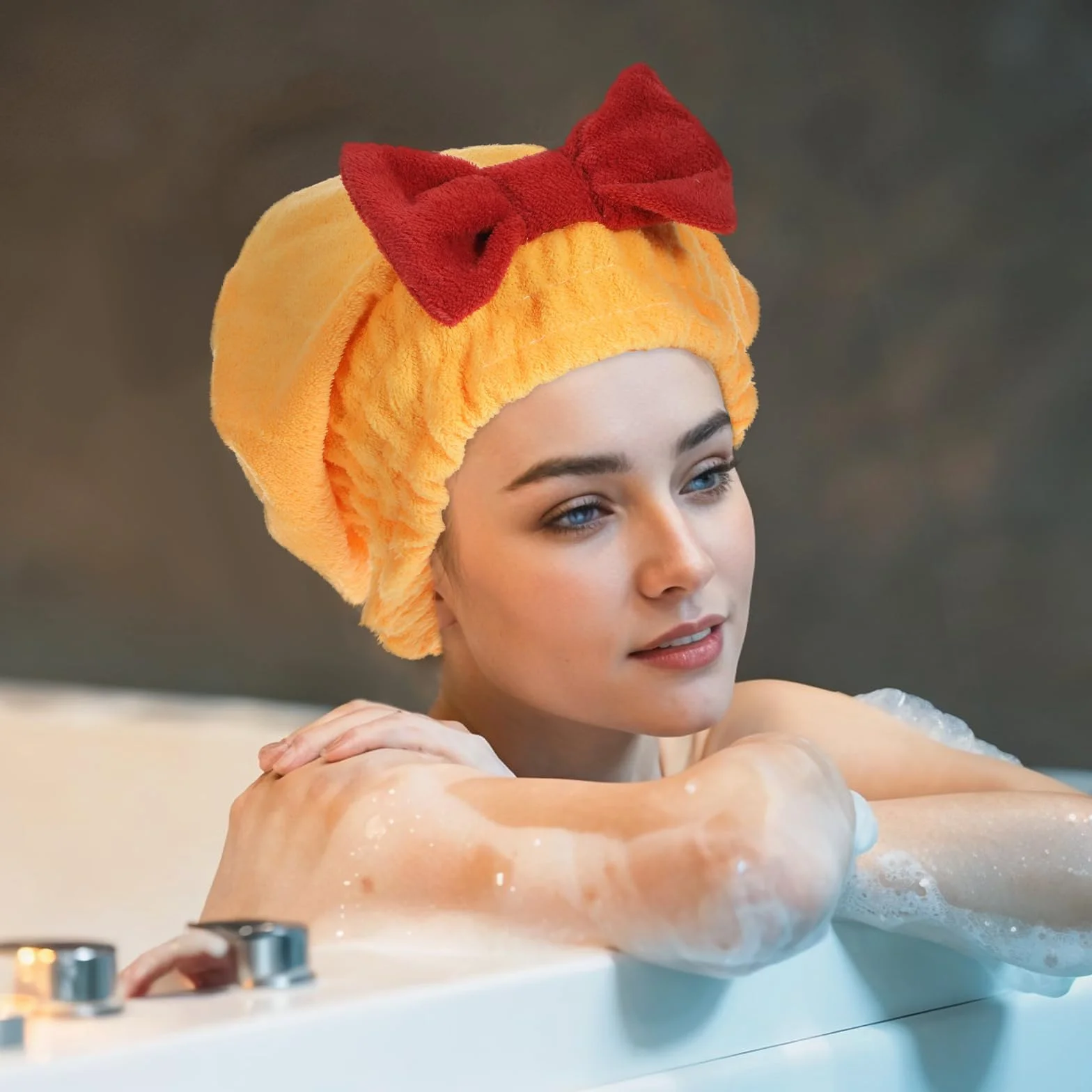 Ręcznik z mikrofibry do włosów turban 2 sztuki czerwony aksamit koralowy