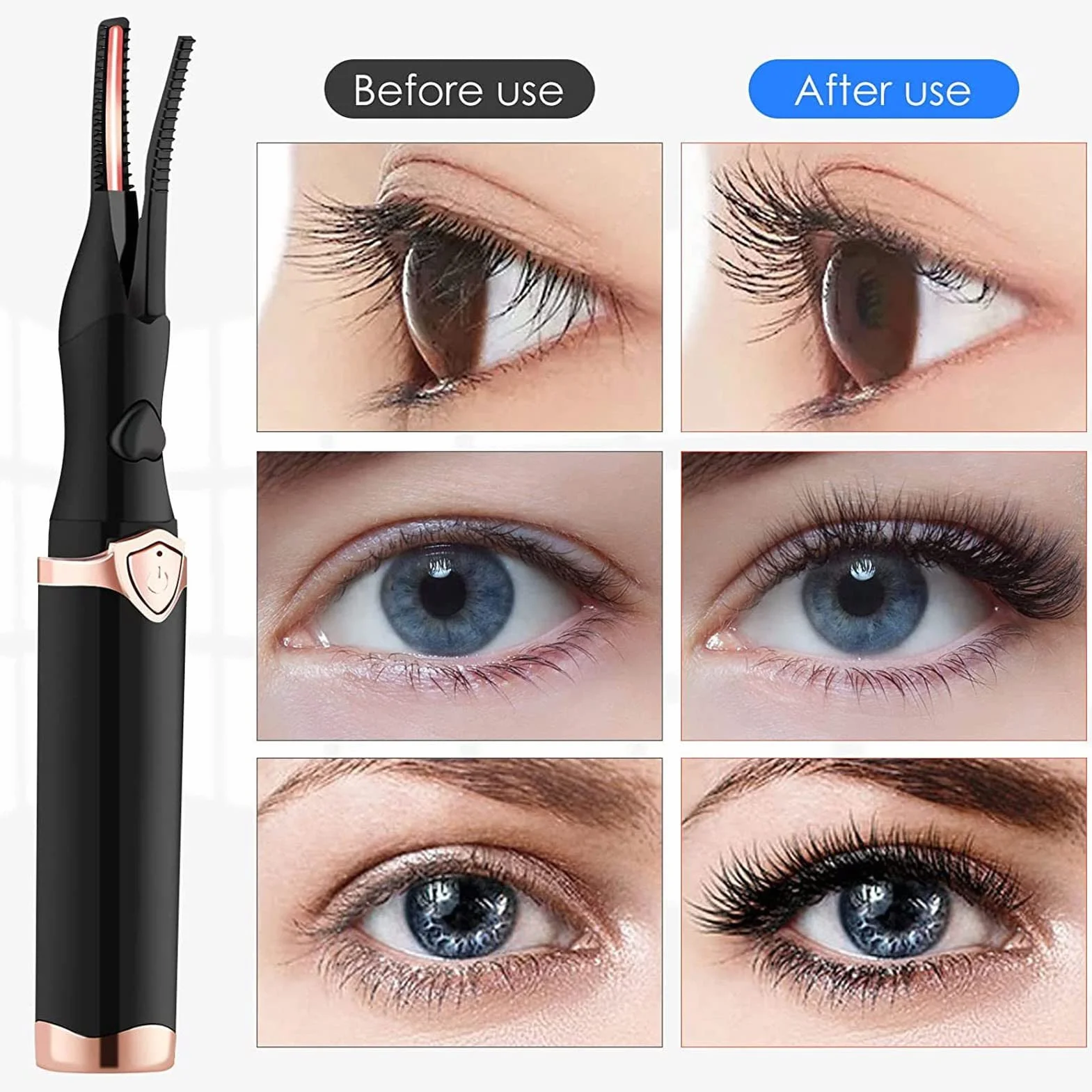 Elektryczna Lokówka do Rzęs 2 w 1, USB, 3 Temperatury, Klips do Stylizacji
