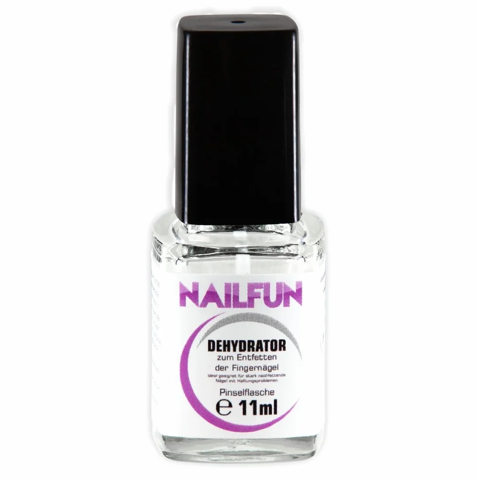 NAILFUN DEHYDRATOR [11 ml] w butelce z pędzelkiem – odtłuszczacz i osuszacz do silnie natłuszczających paznokci z problemami z przyczepnością – do modelowania paznokci [1 x 11 ml]
