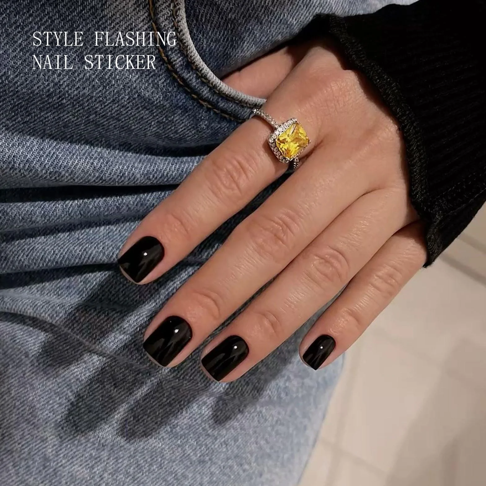 Czarne naklejki na paznokcie żelowe UV Deco Nail Art Manicure